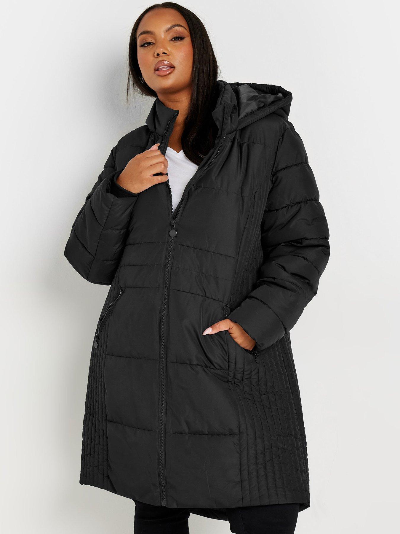 Yours Curve Mid Weight Padded Coat - Black