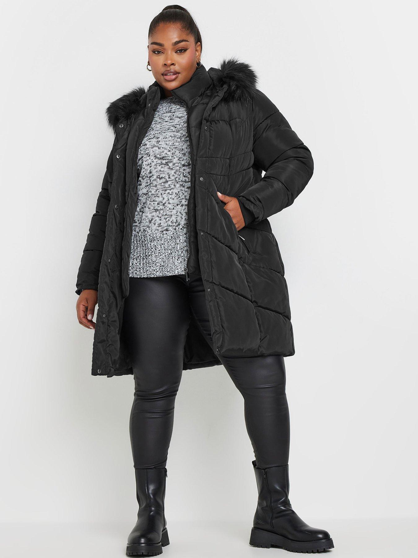 yours-curve-midi-padded-puffer-coat-blackback