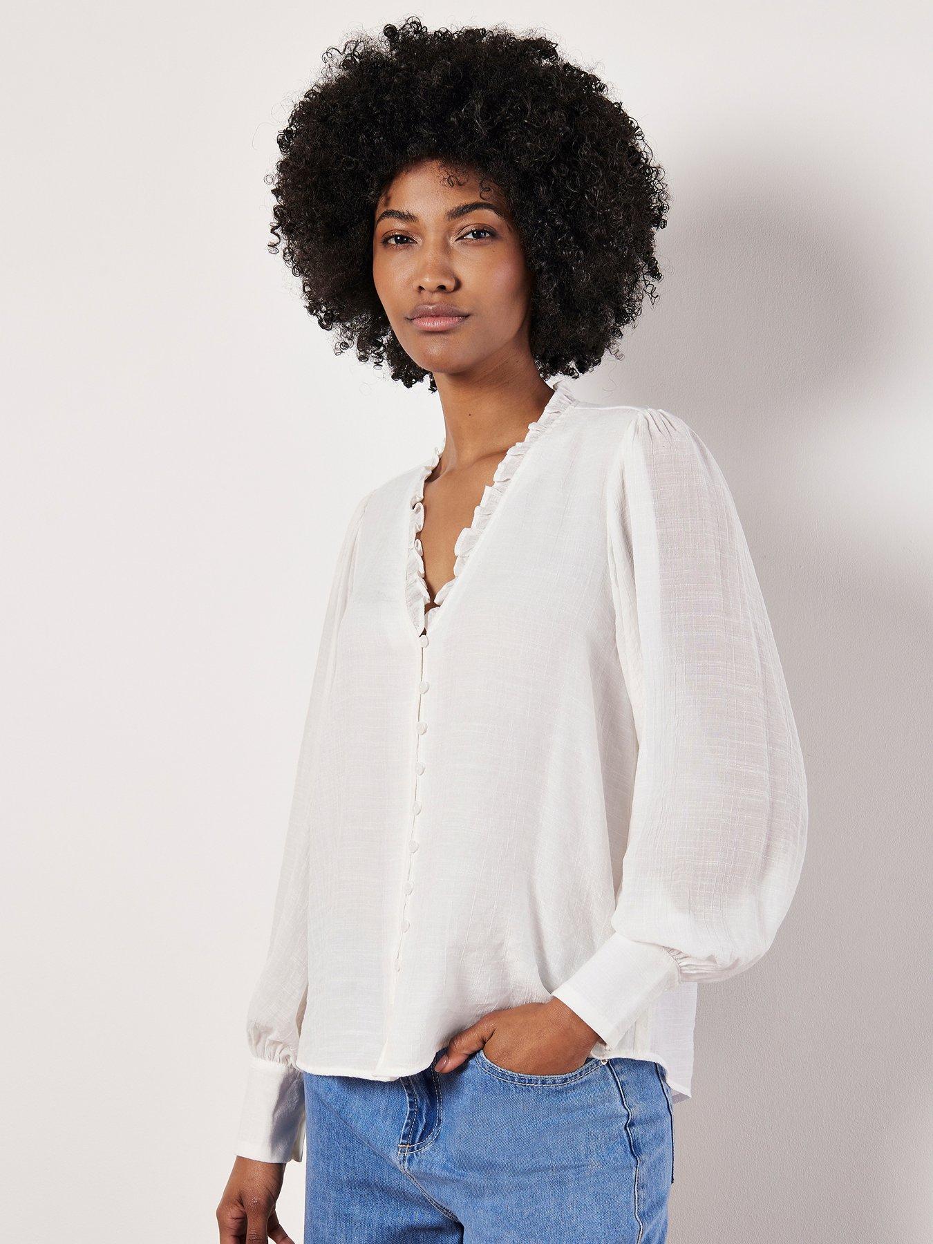 apricot-apricot-ruffle-neck-button-through-blouse