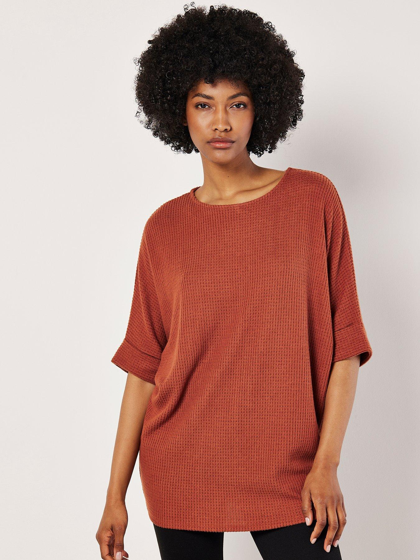 apricot-apricot-brushed-waffle-knit-batwing-top