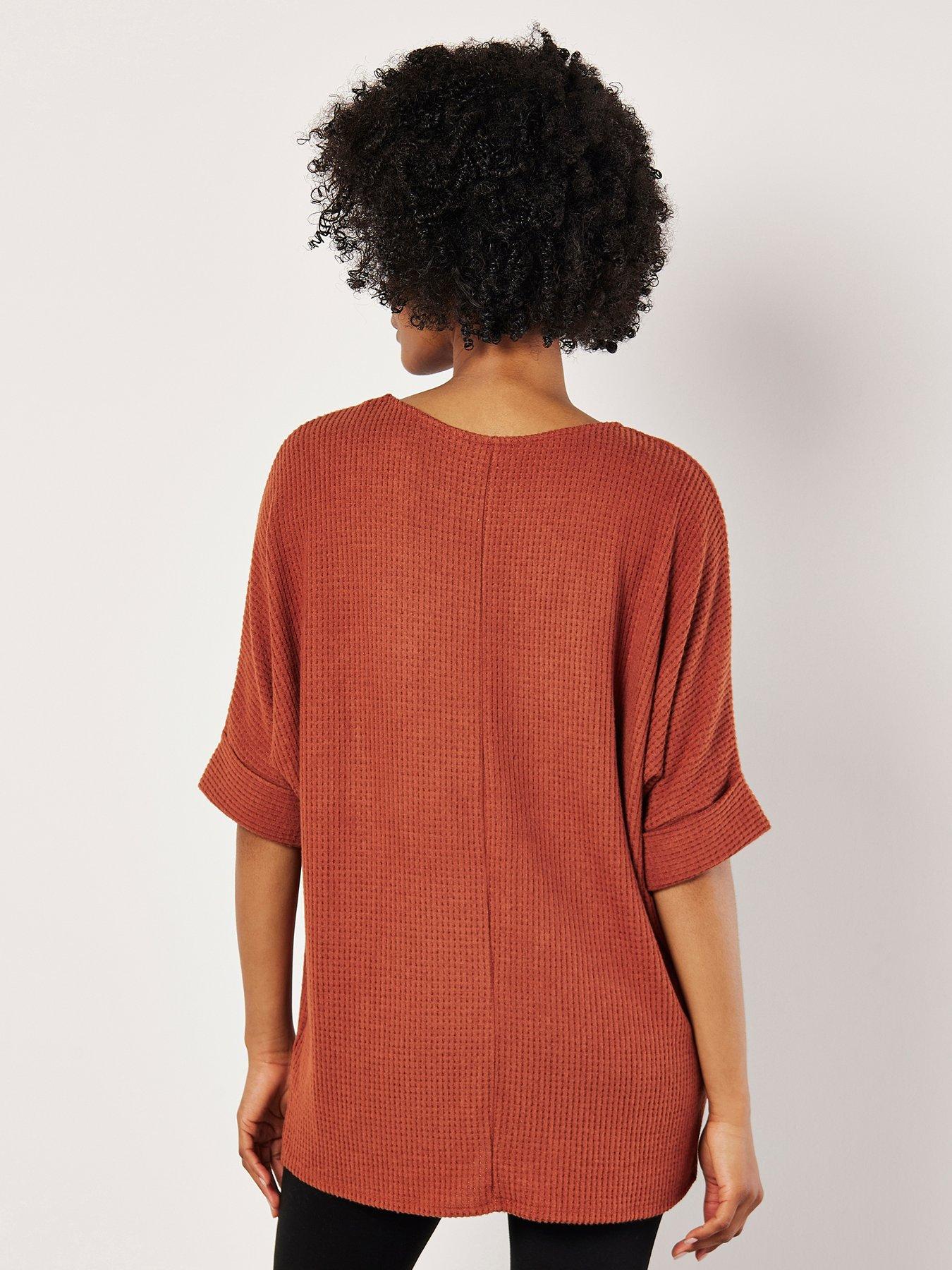 apricot-apricot-brushed-waffle-knit-batwing-topstillFront