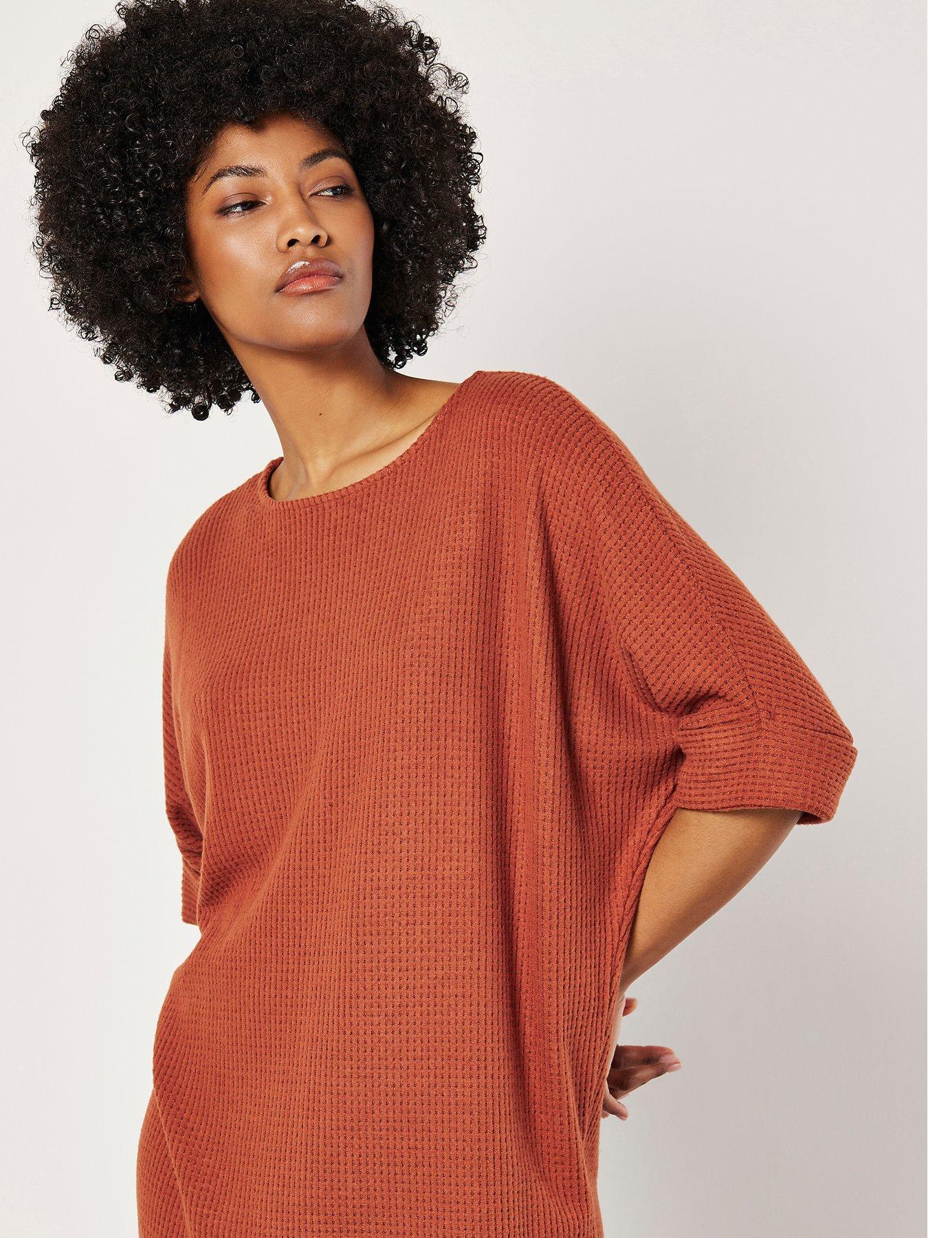 apricot-apricot-brushed-waffle-knit-batwing-topoutfit