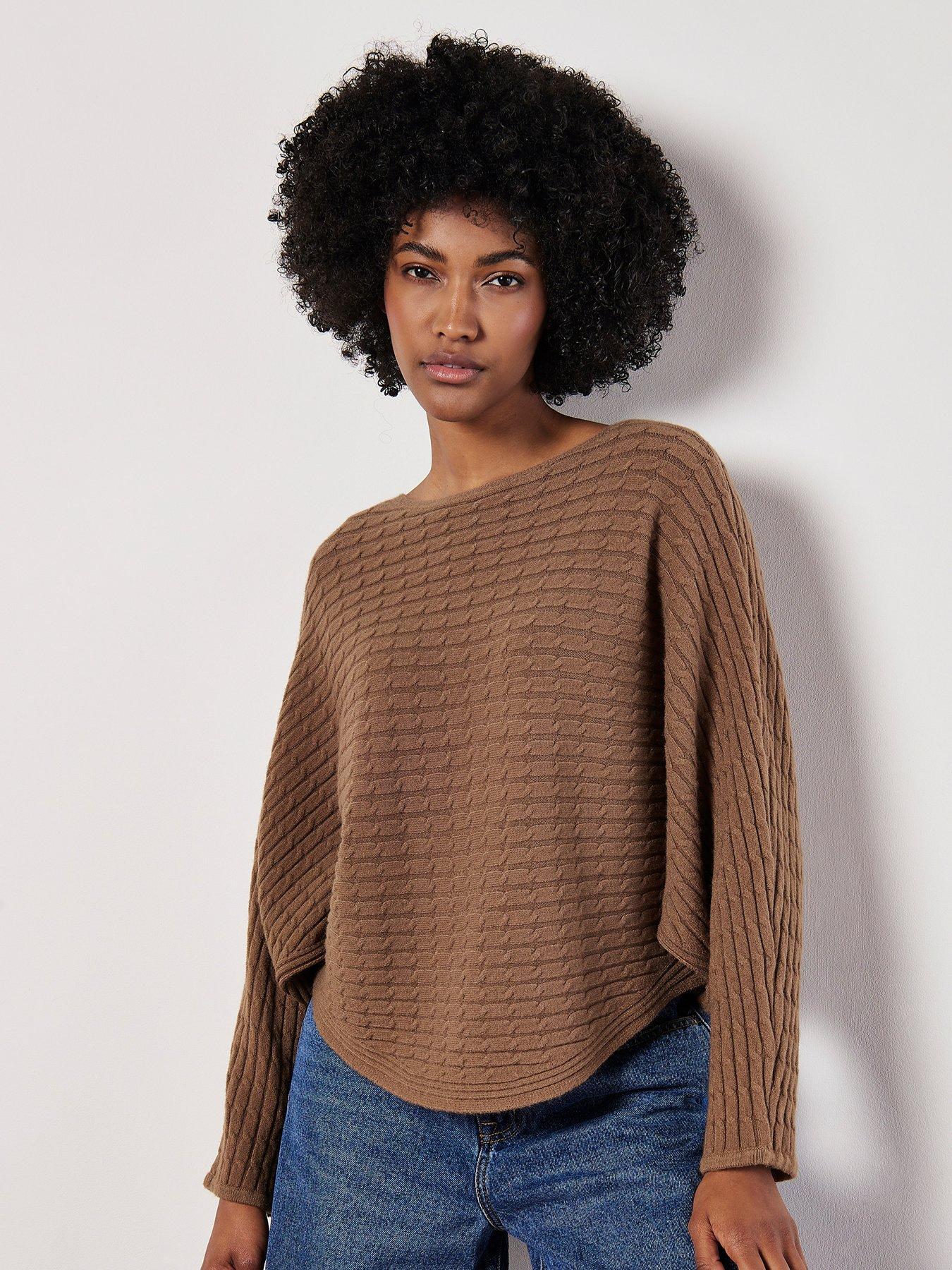 apricot-apricot-cable-stripe-oversized-batwing-jumper