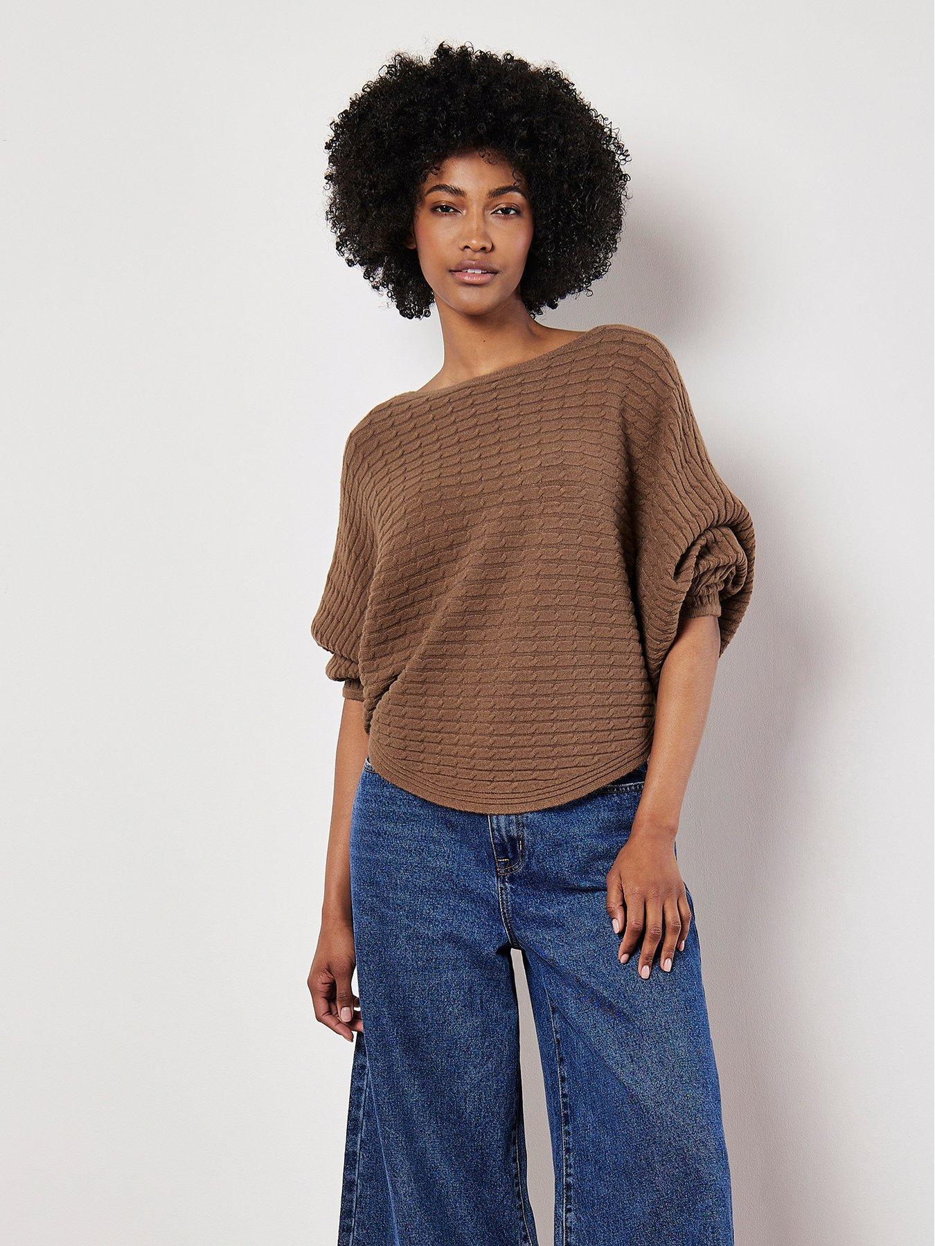 apricot-apricot-cable-stripe-oversized-batwing-jumperstillFront