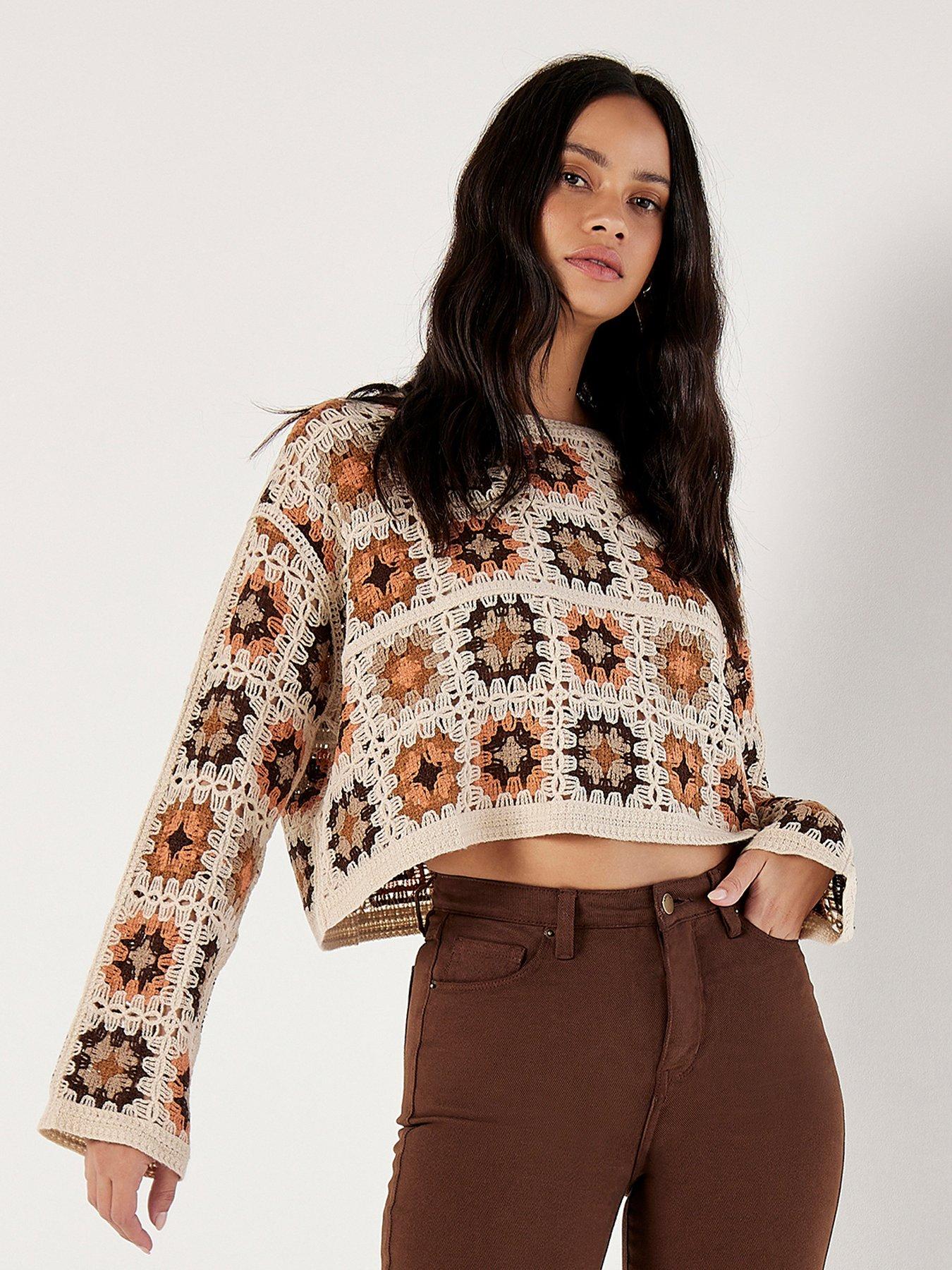 Apricot Apricot Crochet Squares Boxy Jumper