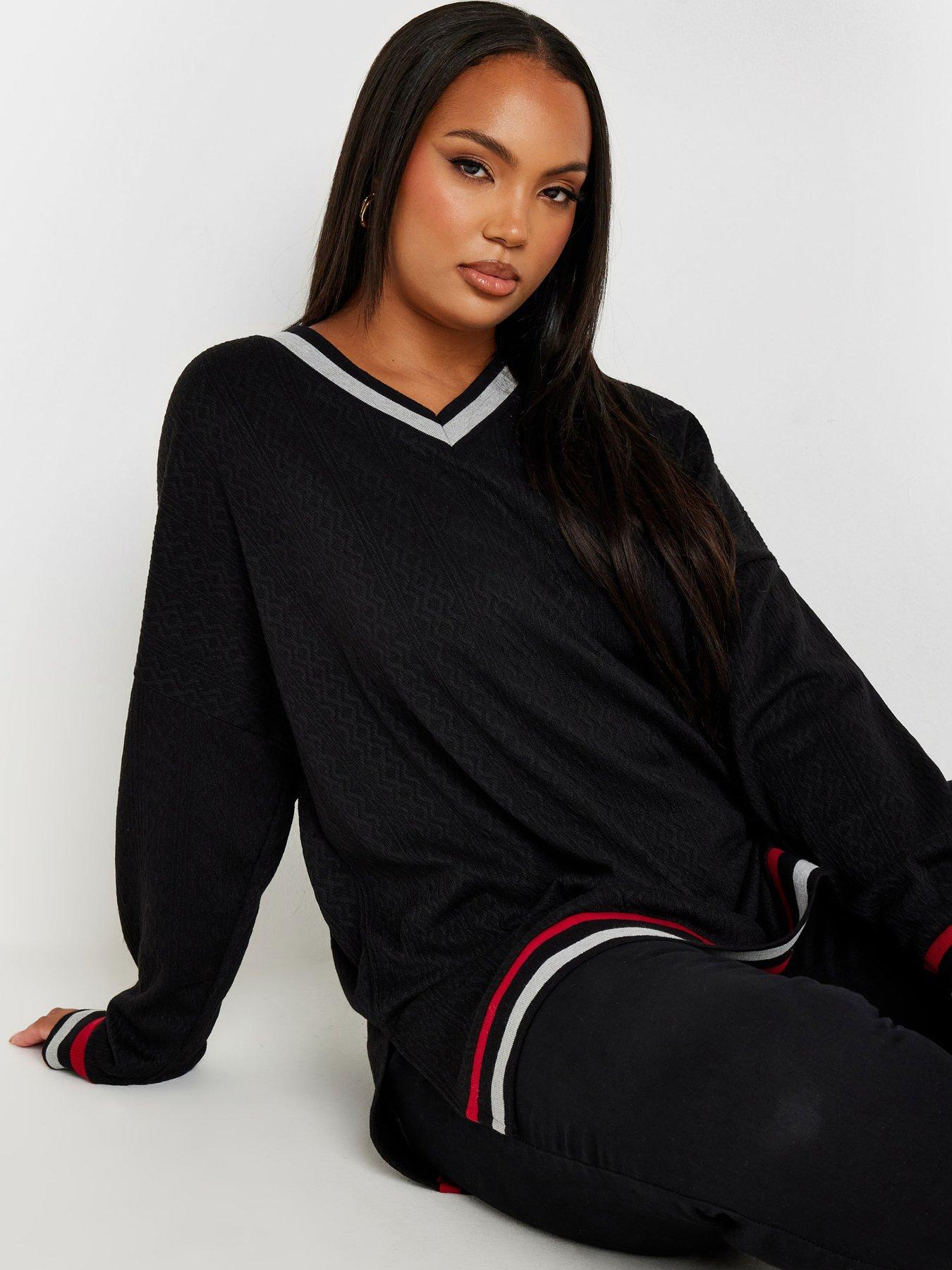 yours-curve-structured-sweatshirt-black