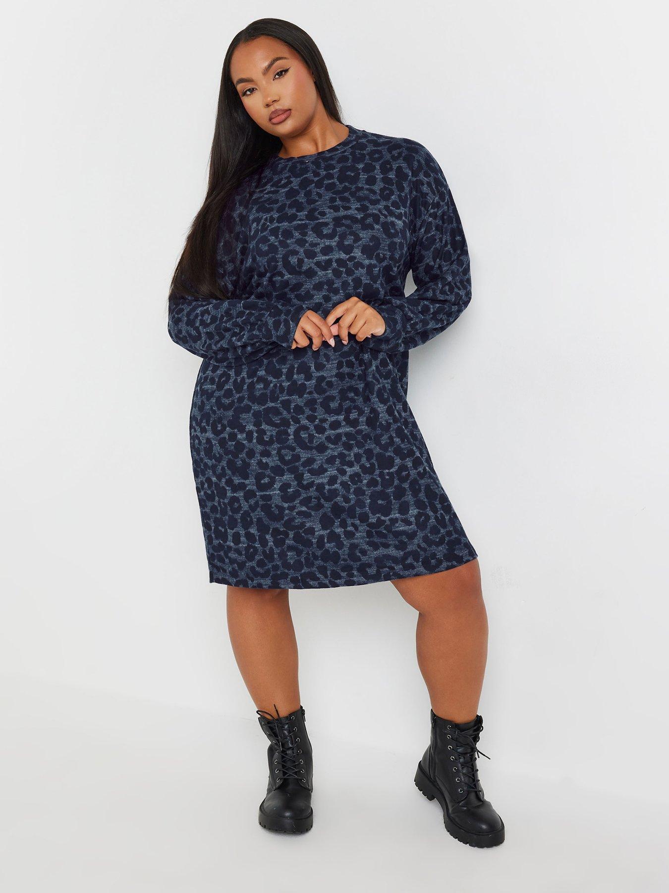 yours-curve-animal-print-soft-touch-jumper-dress