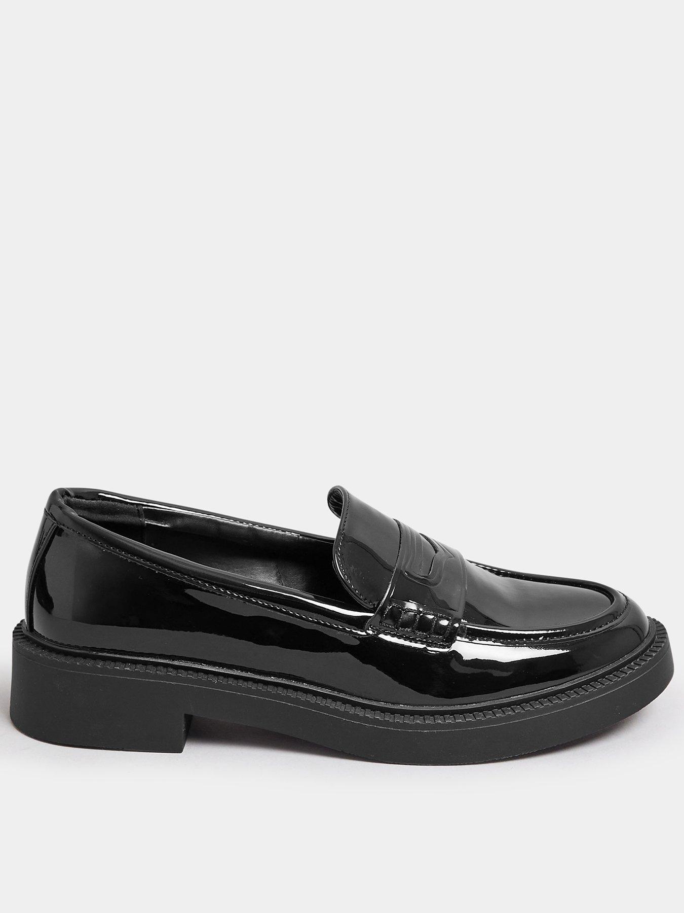 yours-wide-fit-saddle-patent-loafer-black