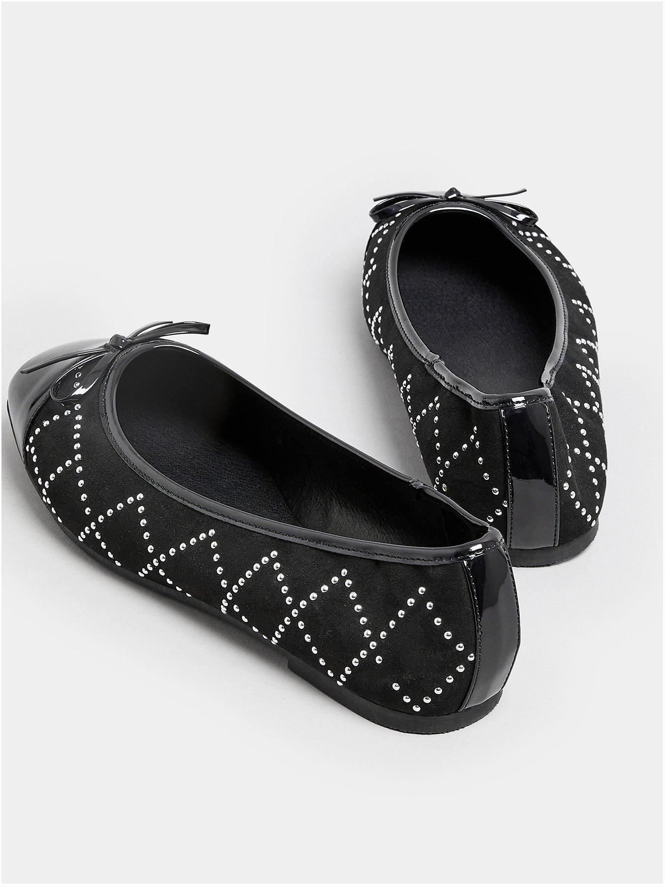 yours-extra-wide-fit-diamante-quilted-ballet-pumps-blackback