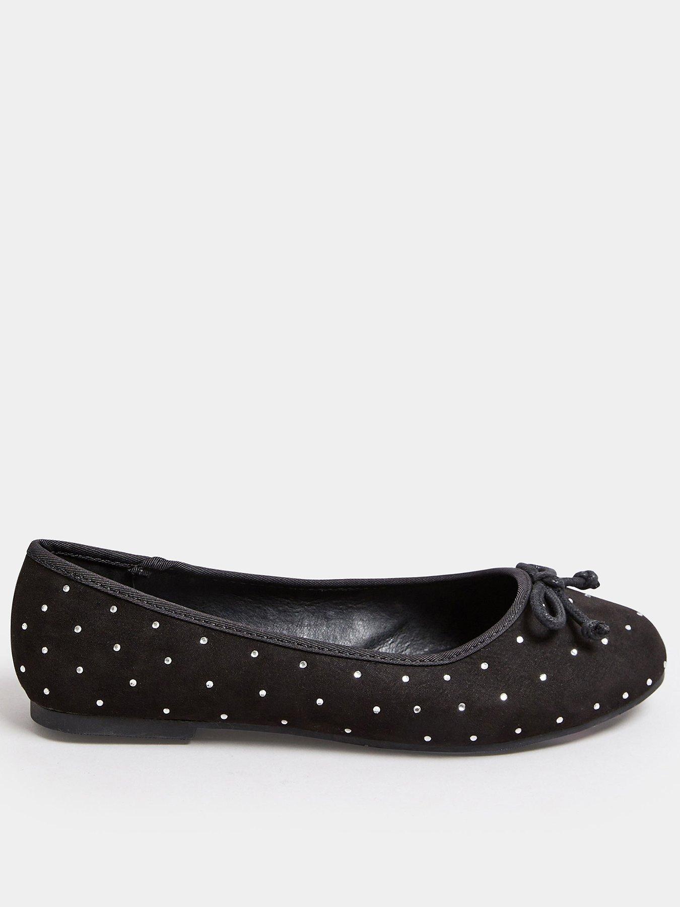 yours-extra-wide-fit-diamante-dots-ballet-pumps-black