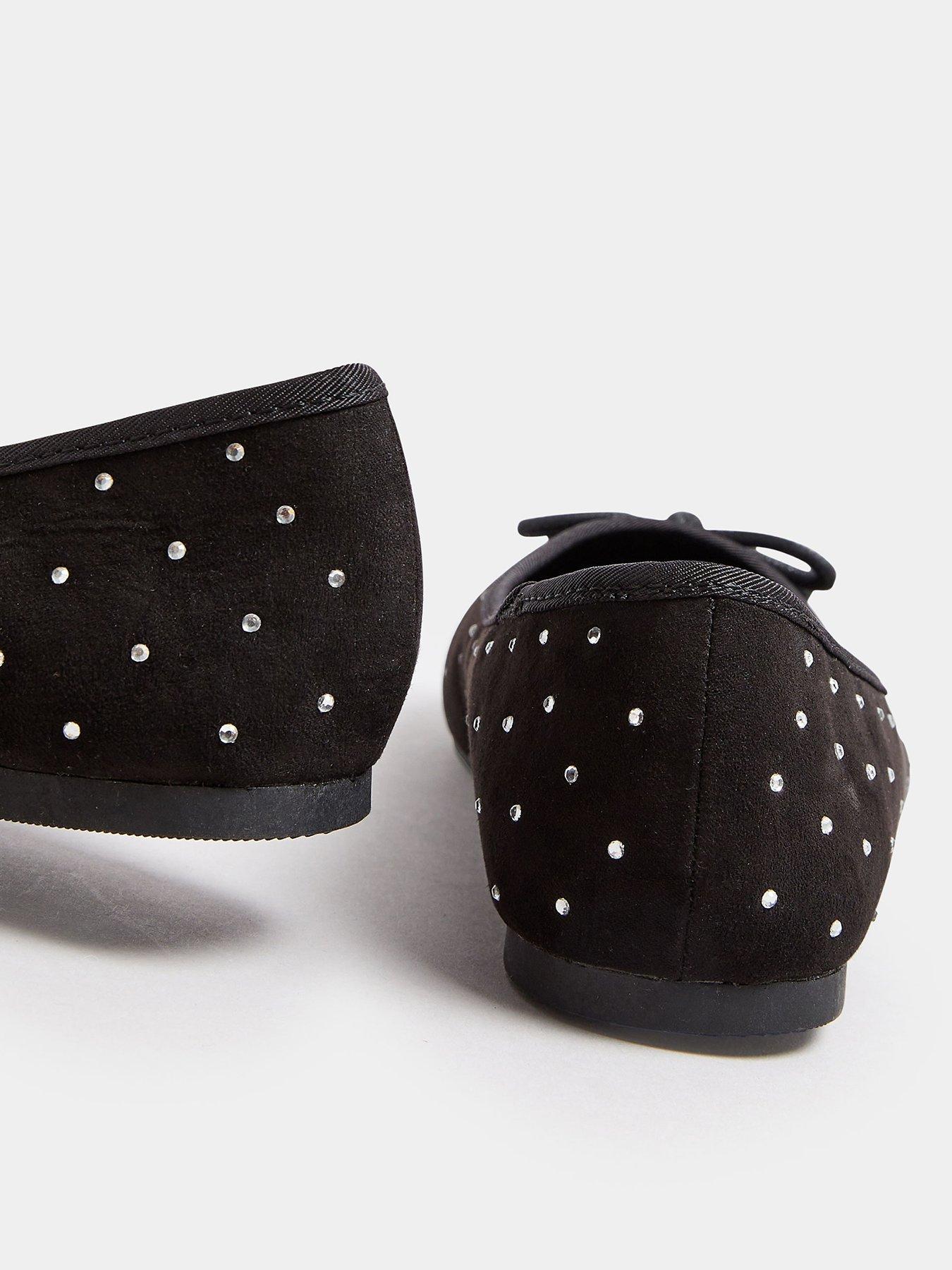 yours-extra-wide-fit-diamante-dots-ballet-pumps-blackback