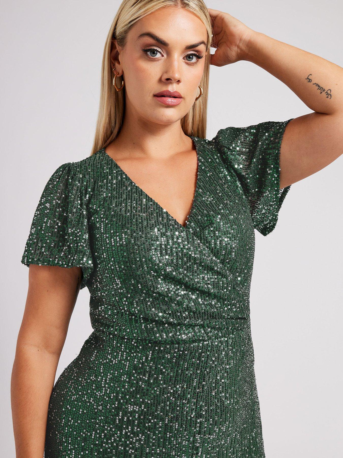 yours-curve-sequin-wrap-shift-dress-greenoutfit