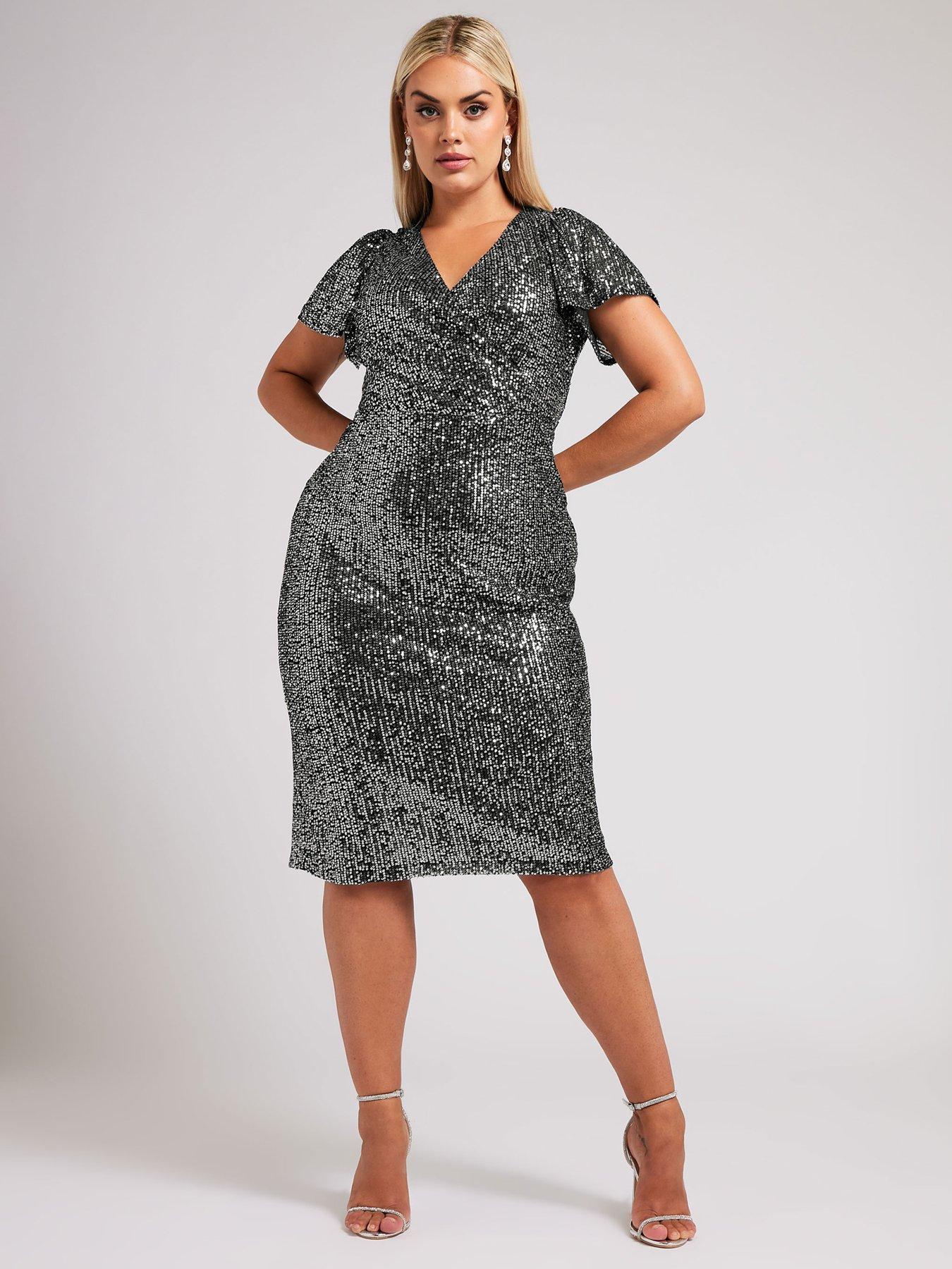 yours-curve-sequin-wrap-shift-dress-silverfront