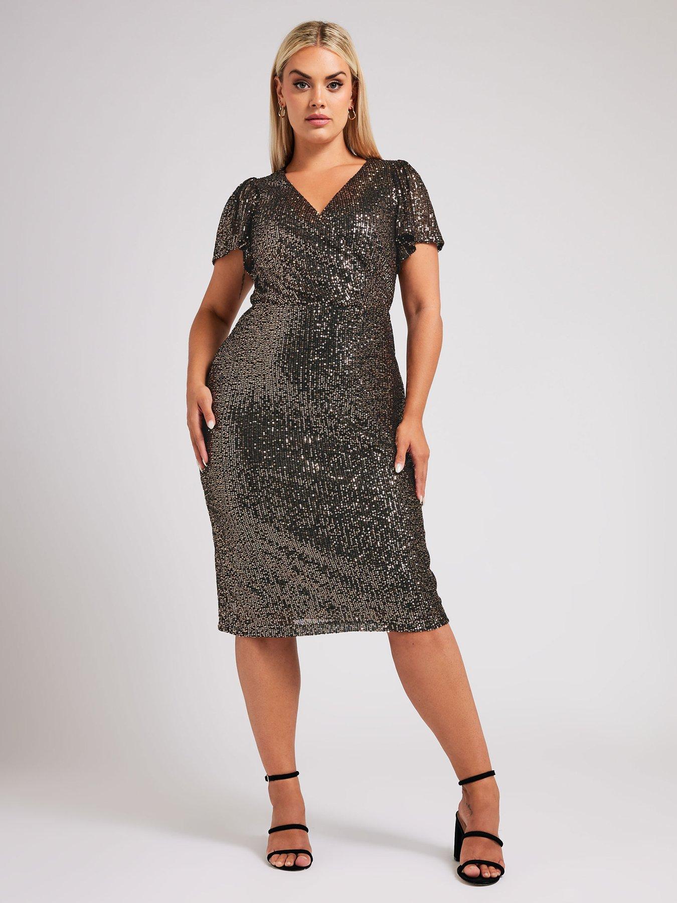 yours-curve-sequin-wrap-shift-dress-goldfront