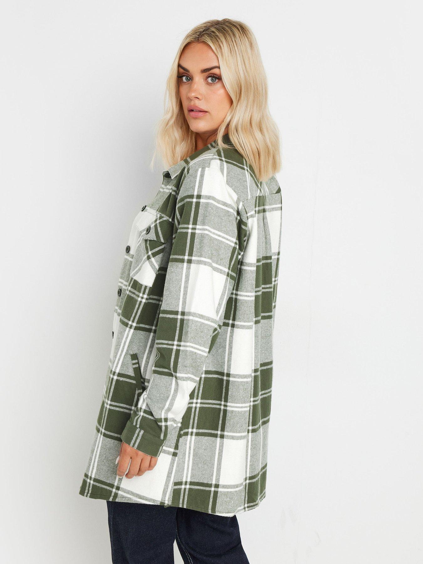 Image 2 of 4 of Yours Curve Check Shacket - Green