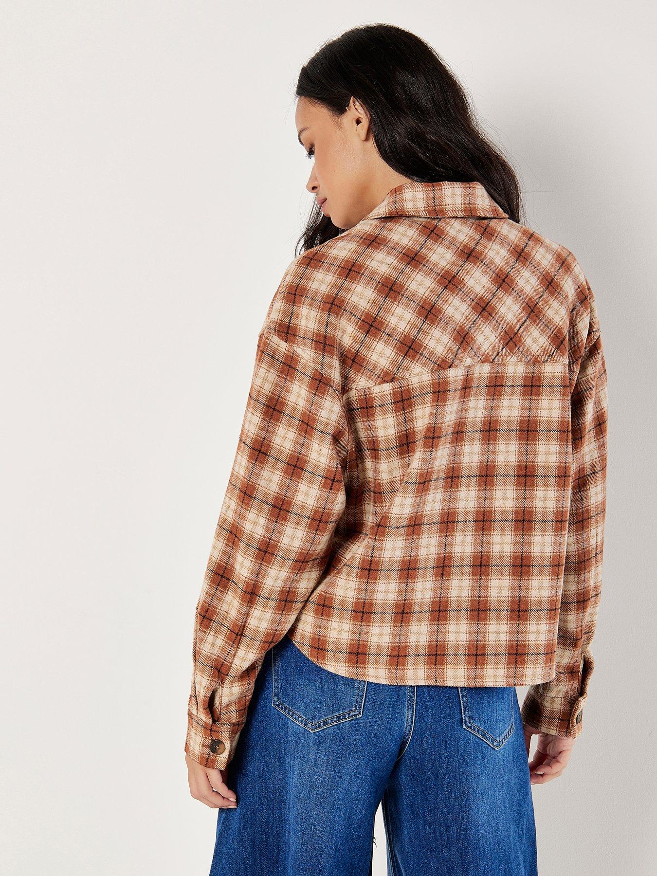 apricot-apricot-plaid-cropped-raw-hem-shacketoutfit