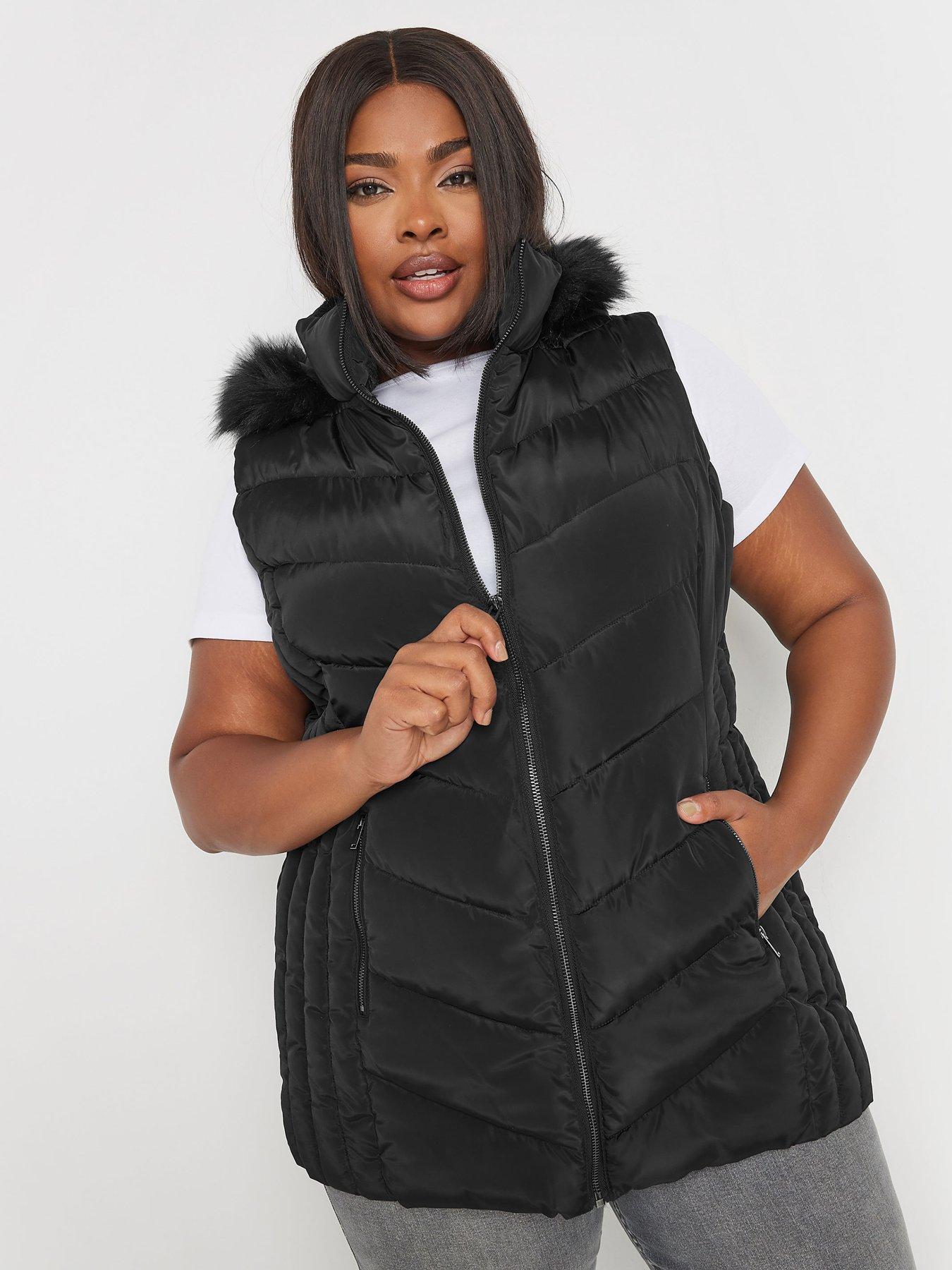 yours-curve-short-fur-trim-padded-coat-blackoutfit