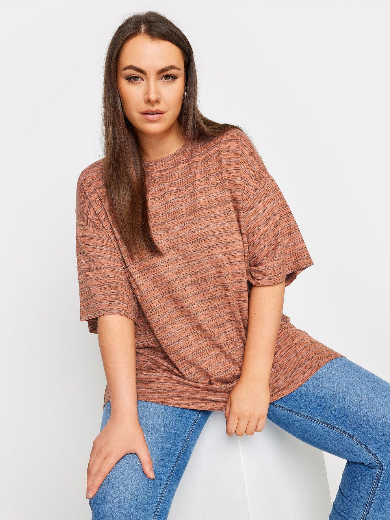 yours-curve-striped-oversized-top-orange