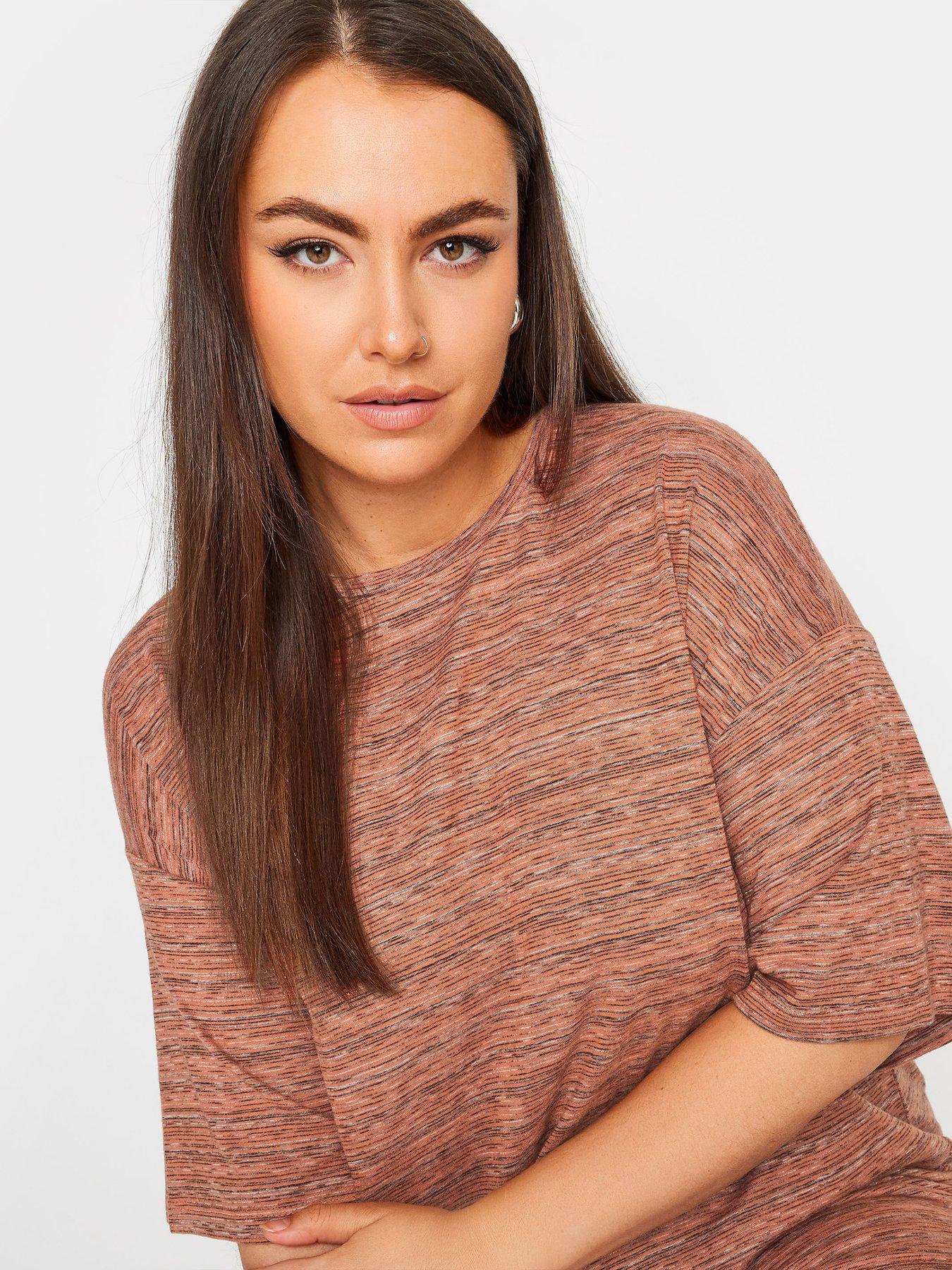 yours-curve-striped-oversized-top-orangeoutfit