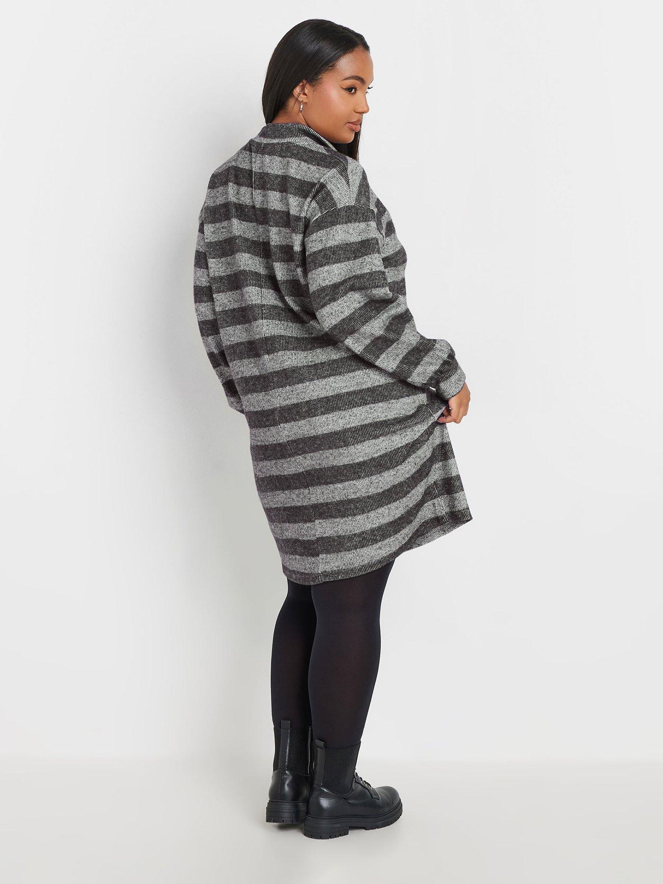 yours-curve-stripe-soft-touch-zip-neck-jumper-dressstillFront