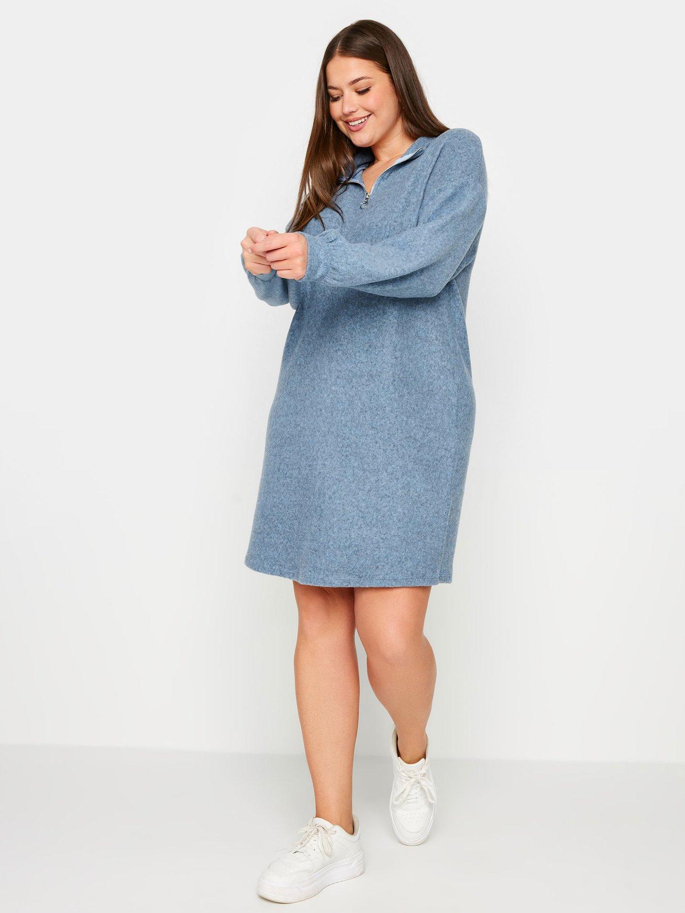 yours-curve-soft-touch-zip-neck-jumper-dress-blueback