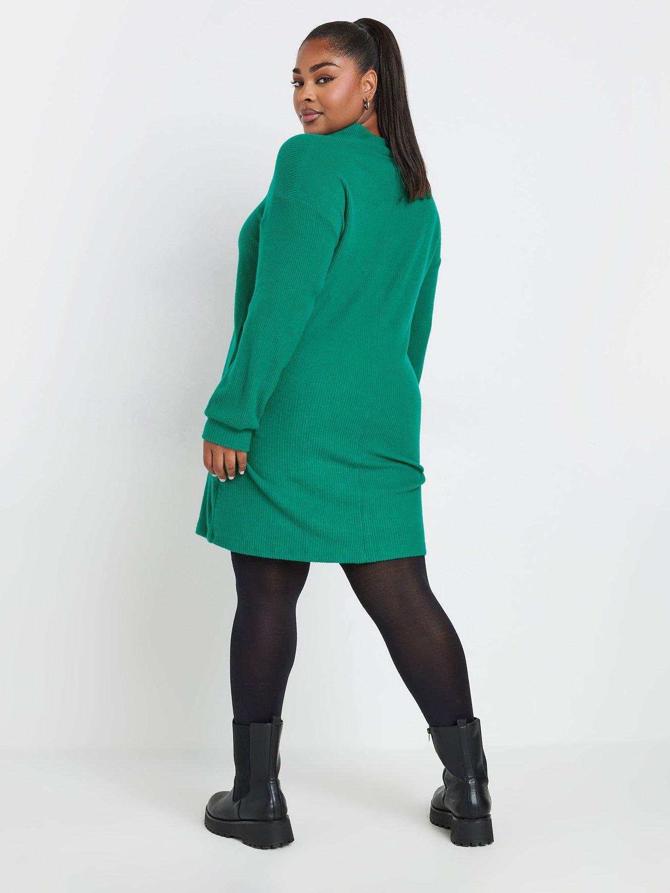 yours-curve-soft-touch-zip-neck-jumper-dressstillFront