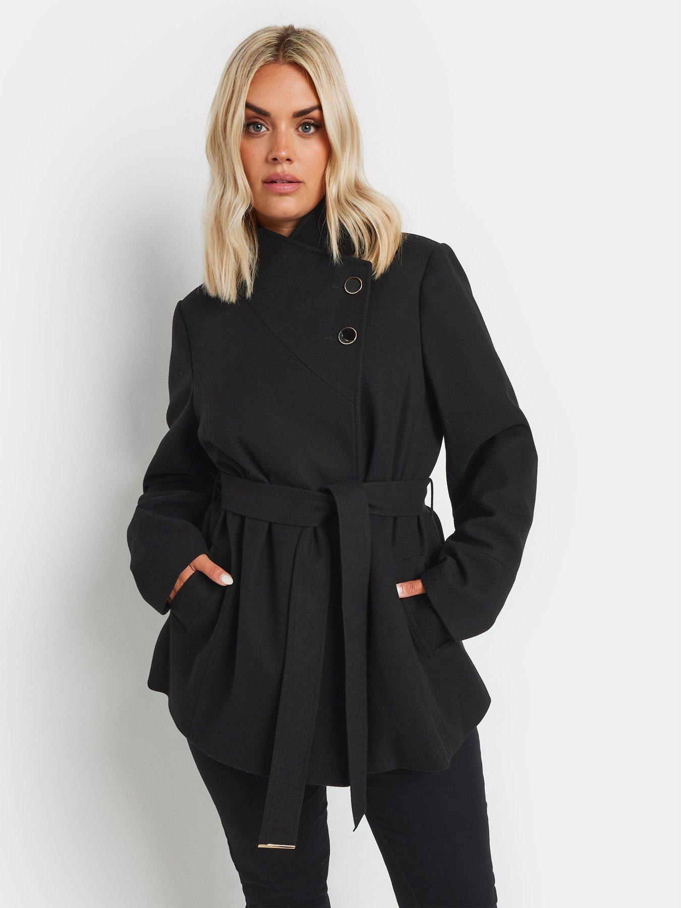 yours-curve-wrap-wool-coat-blackfront