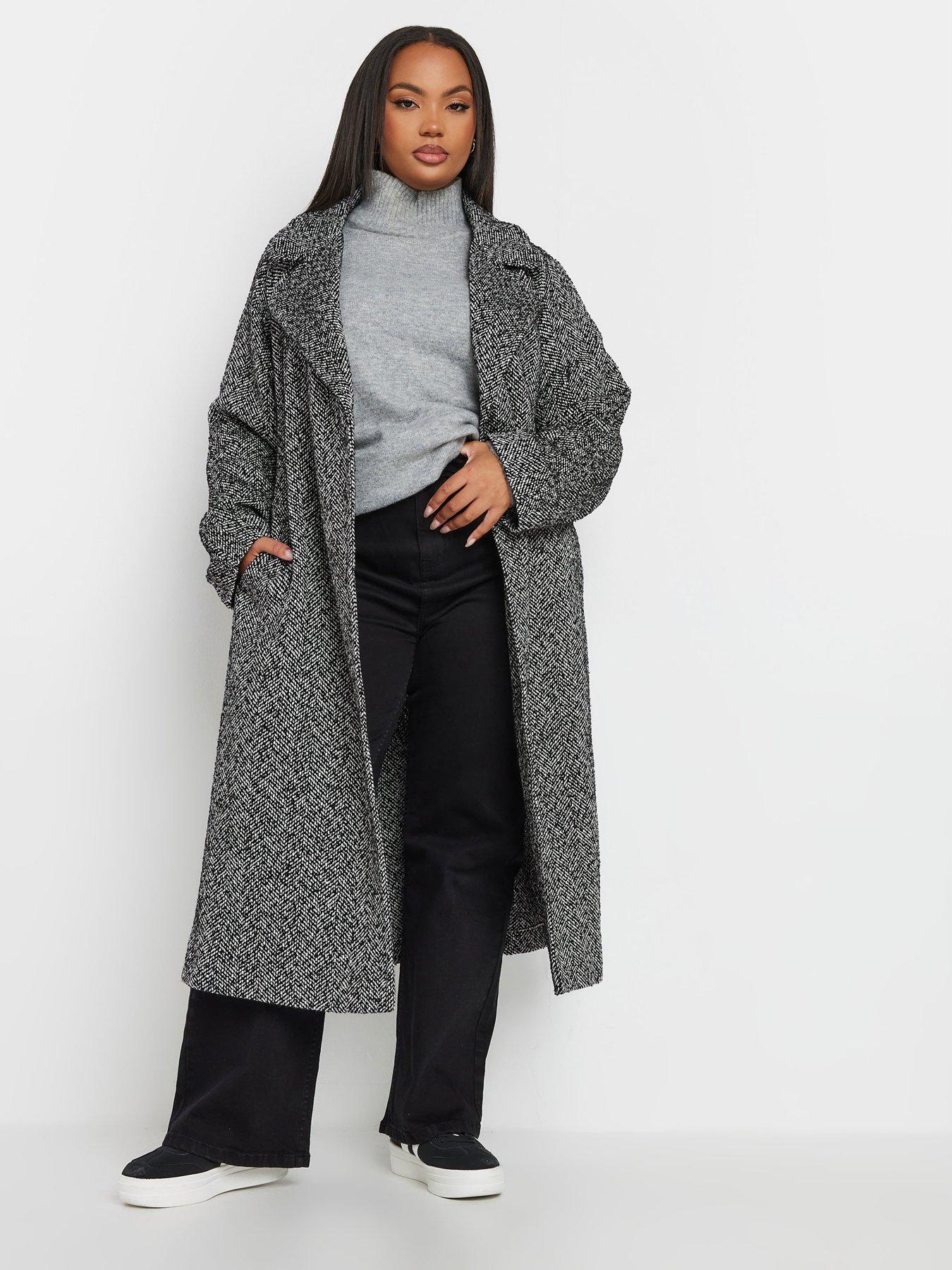 Yours Curve Maxi Wool Coat - Grey