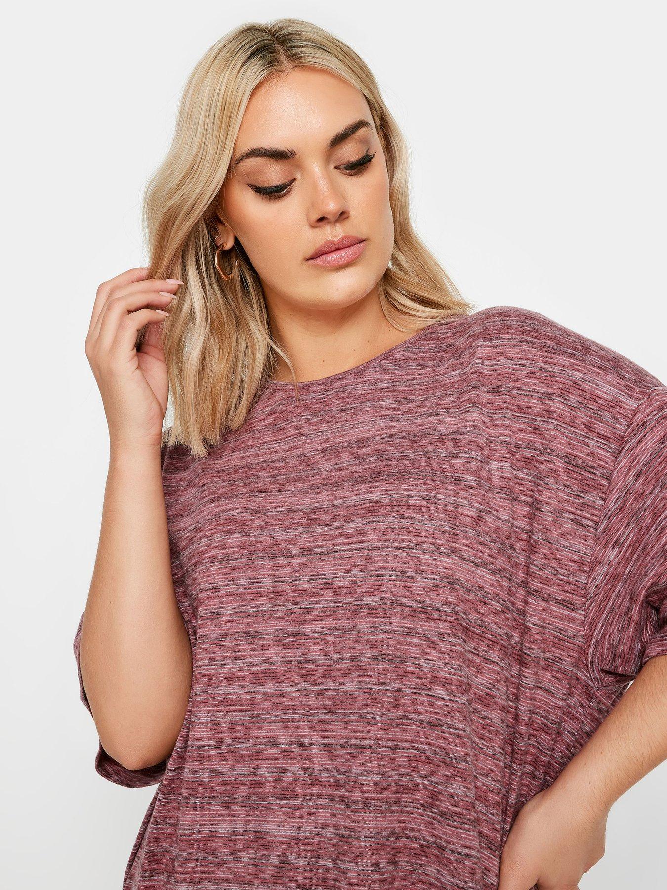 yours-curve-striped-oversized-top-pinkoutfit