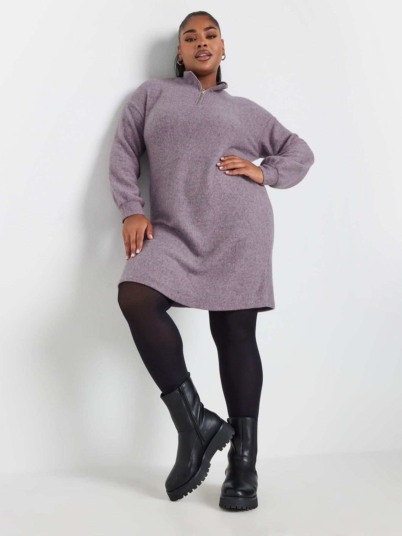 yours-curve-soft-touch-zip-neck-jumper-dress