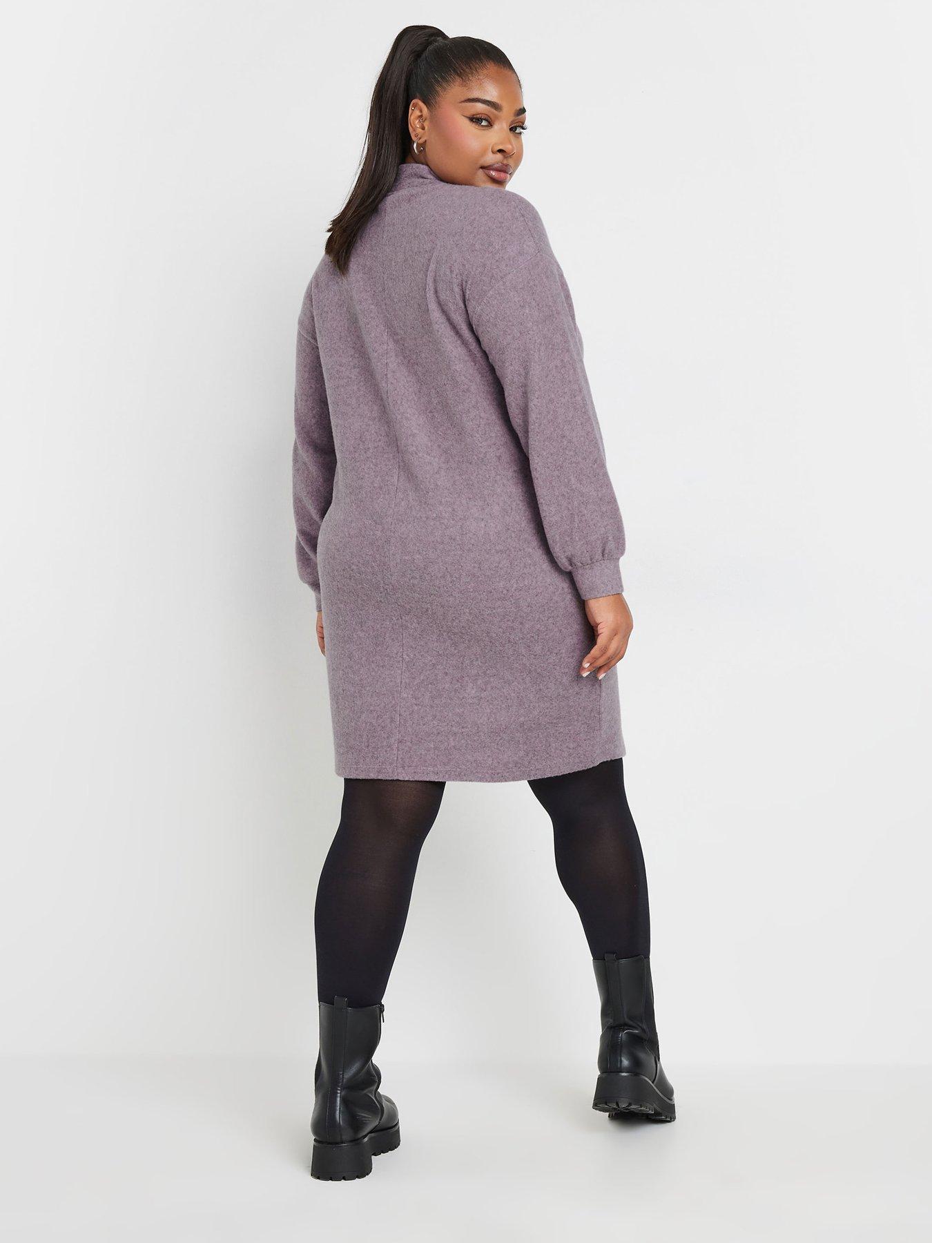 yours-curve-soft-touch-zip-neck-jumper-dressstillFront