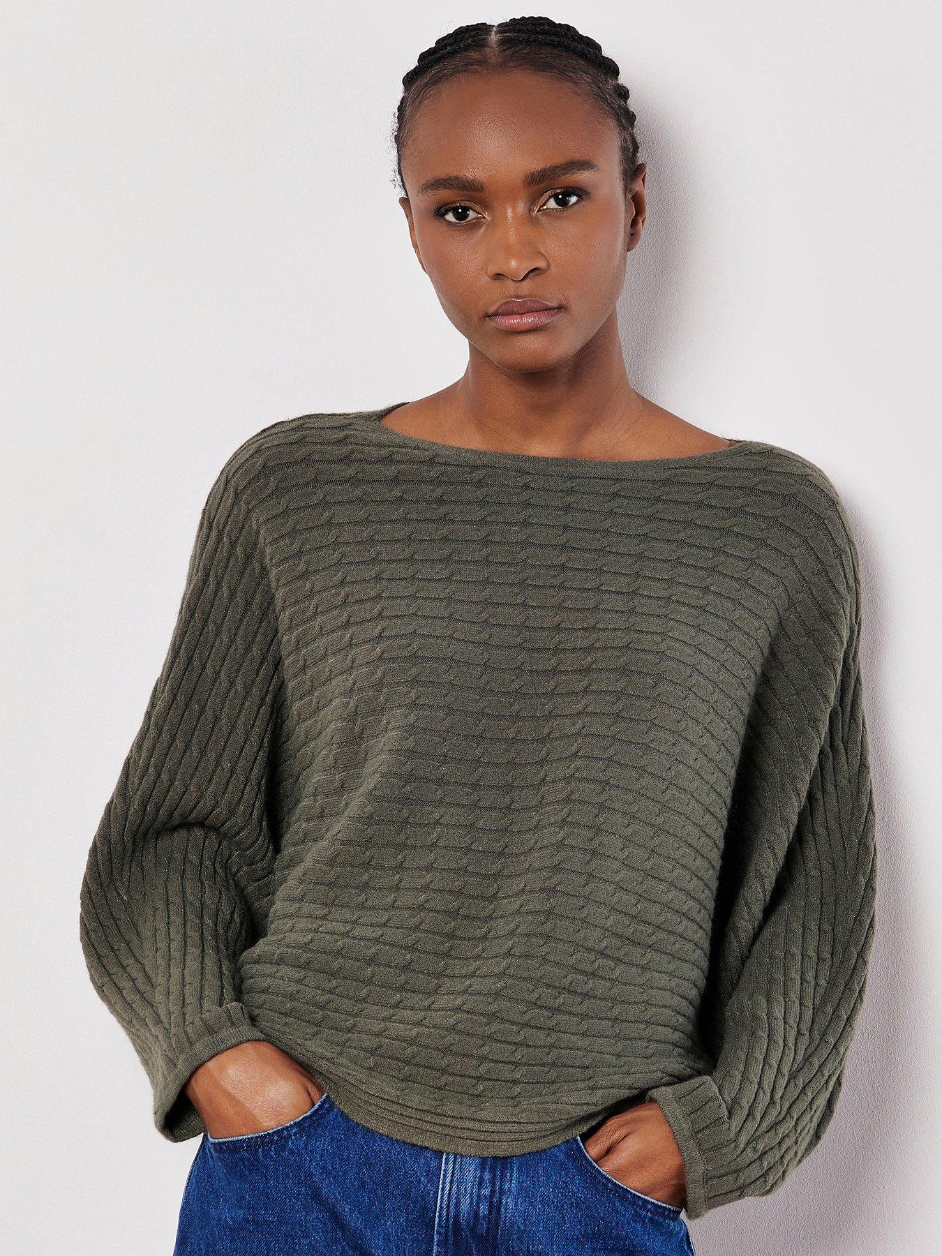 apricot-apricot-cable-stripe-oversized-batwing-jumper