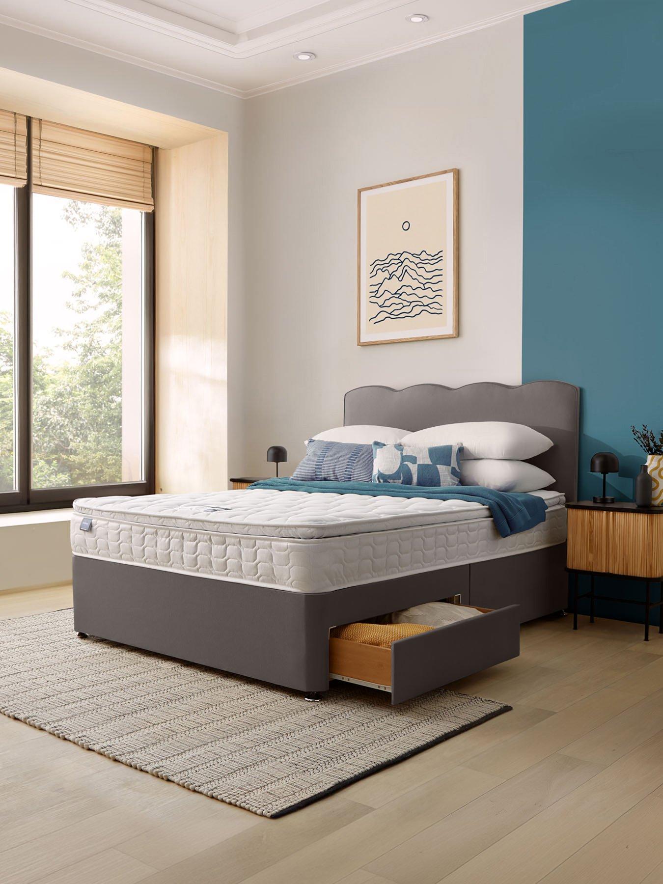 silentnight-pippa-pillowtop-mattress-with-divan-bed-base-and-wave-headboard-storage-options-slate-grey