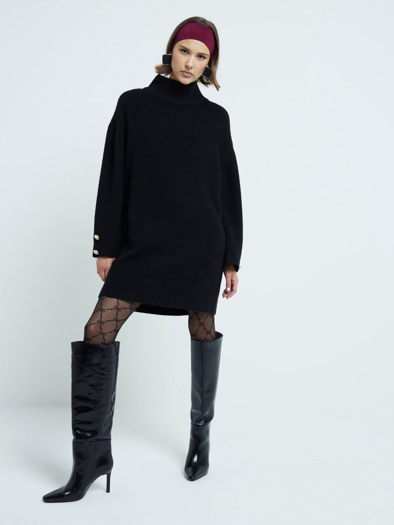 river-island-high-neck-jumper-dress-black