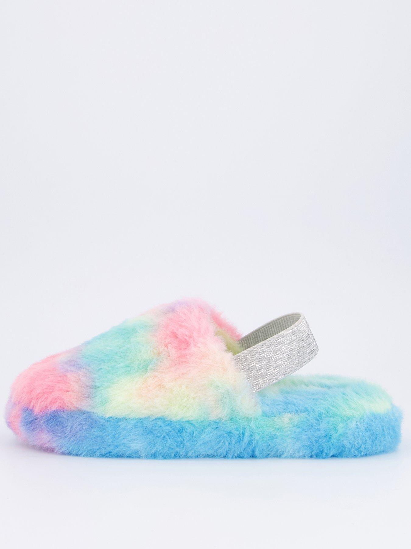 v-by-very-girls-closed-toe-elastic-back-faux-fur-slipper