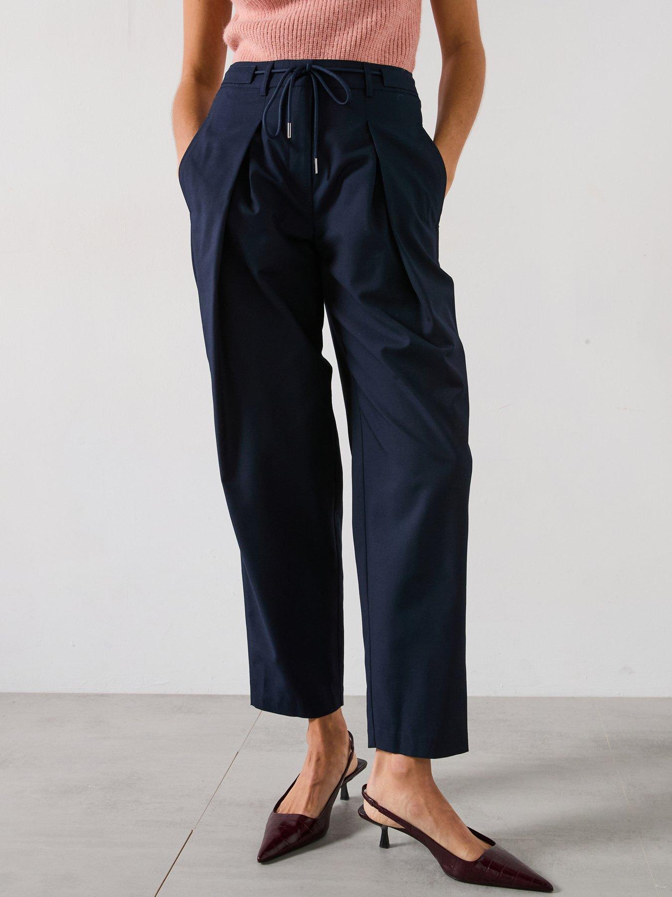 v-by-very-barrel-leg-tie-waist-trouser-navy