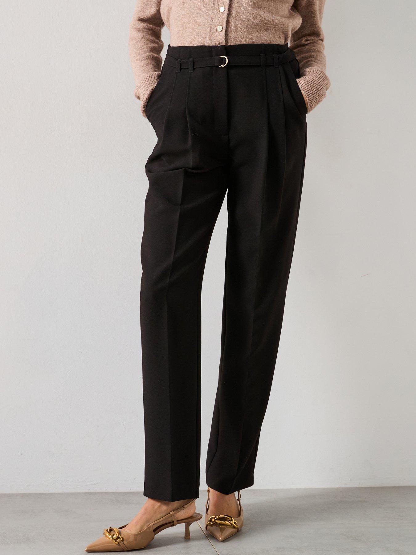 Image of V by Very Skinny Belted Barrell Leg Trouser - Black