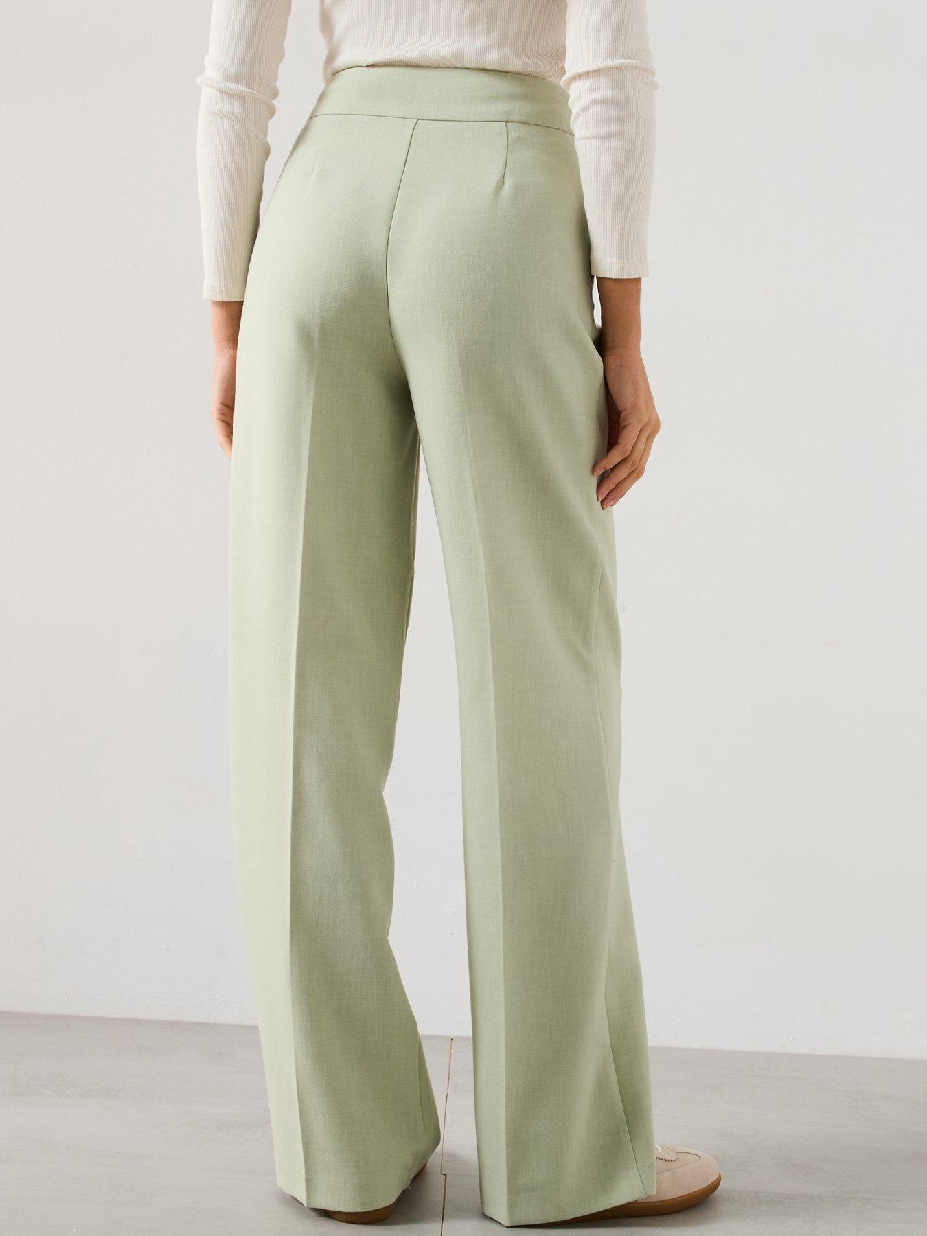 Image 2 of 6 of V by Very Asymmetric Statement Button Trouser - Green