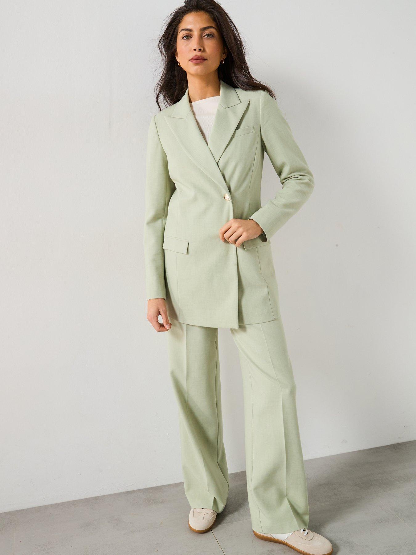 Image 5 of 6 of V by Very Asymmetric Statement Button Trouser - Green