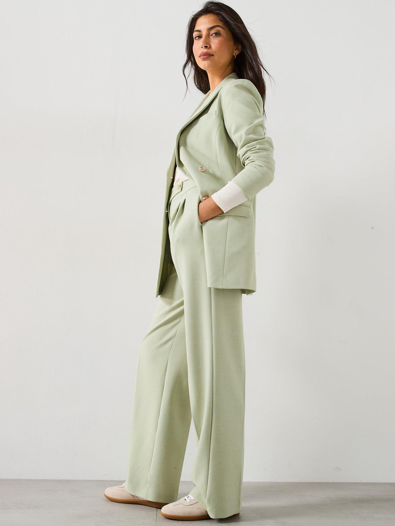 Image 6 of 6 of V by Very Asymmetric Statement Button Trouser - Green