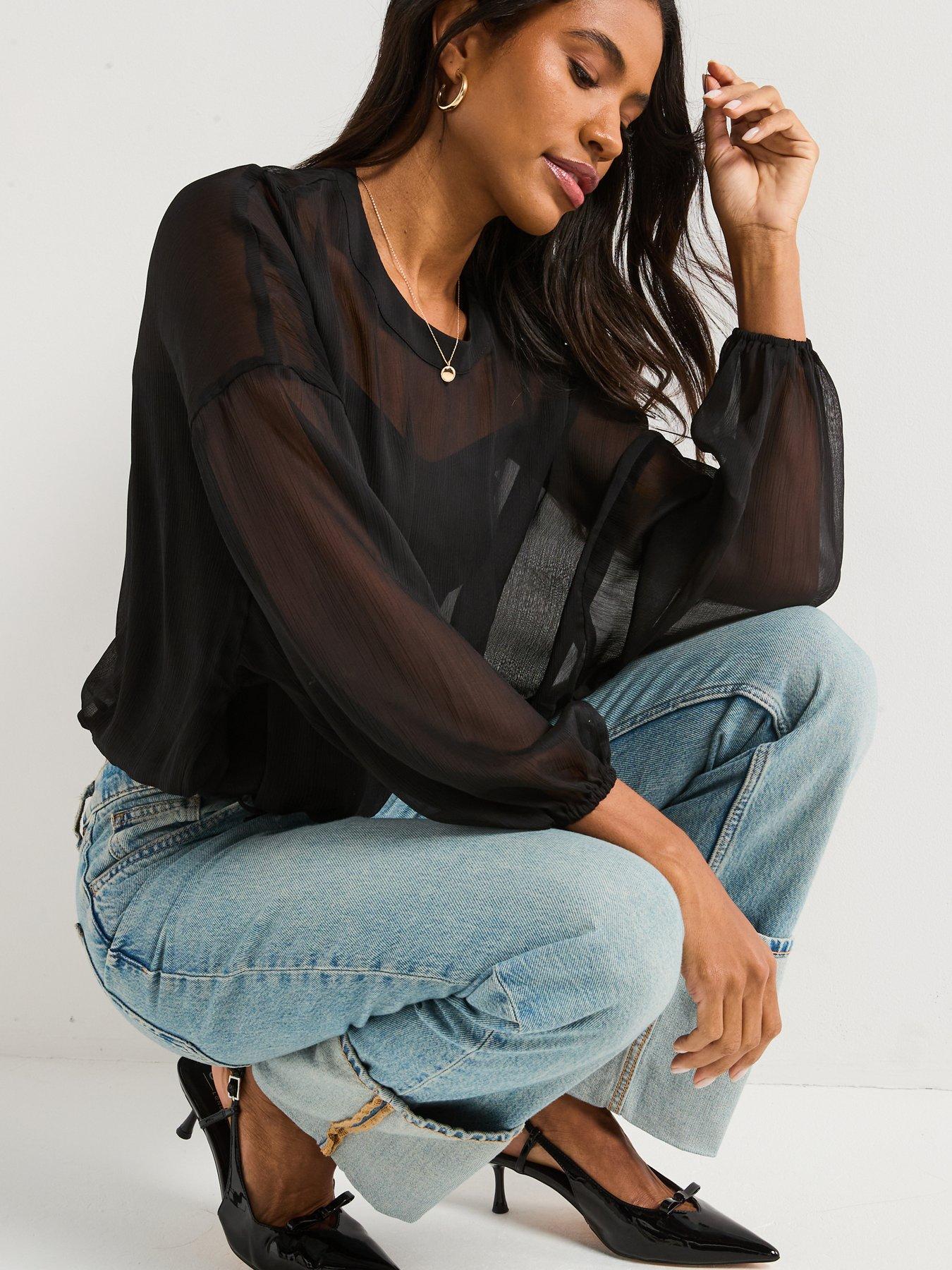 v-by-very-tie-hem-long-sleeve-shell-blouse-blackdetail