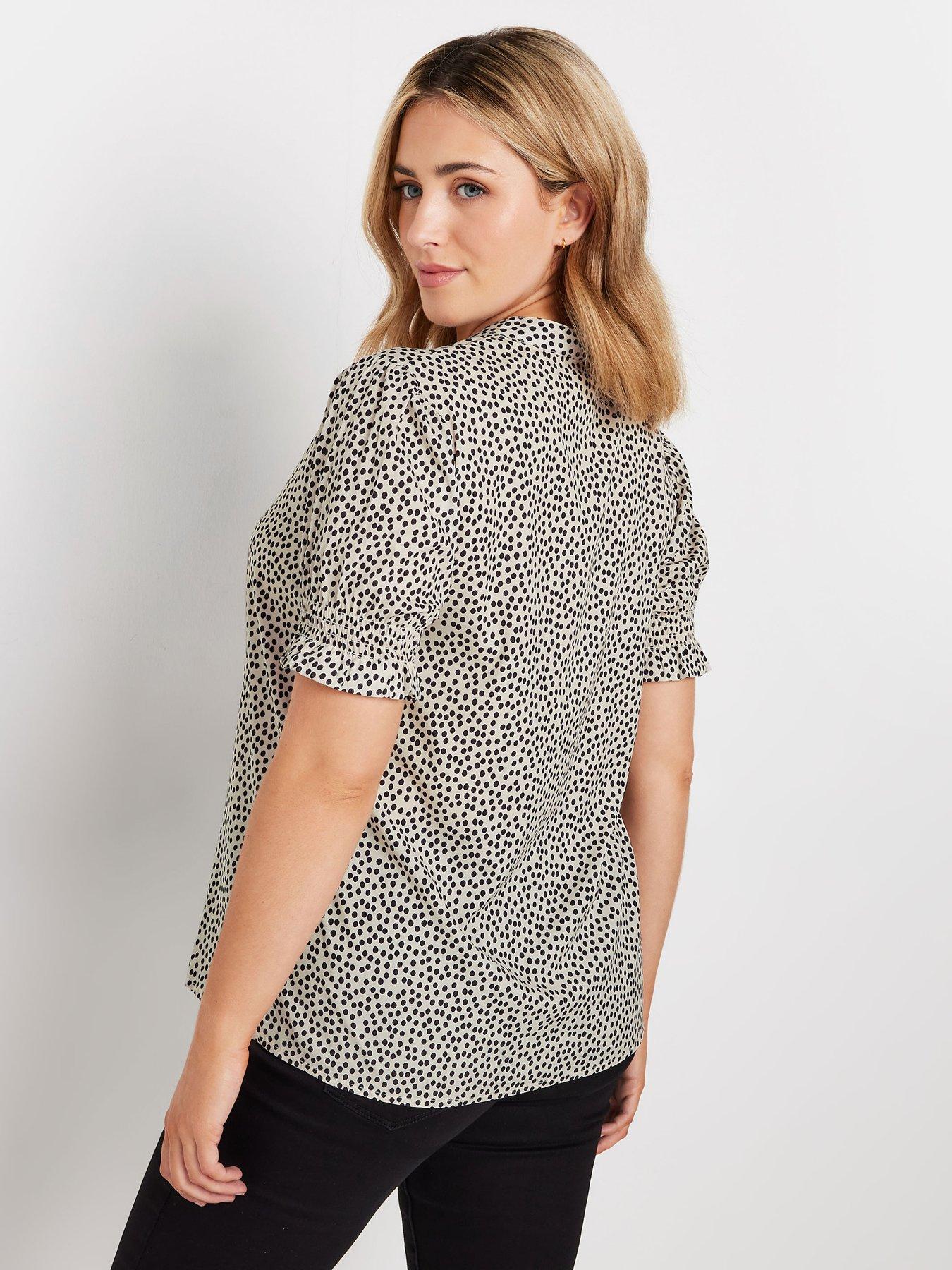 mco-spot-print-woven-v-neck-topstillFront