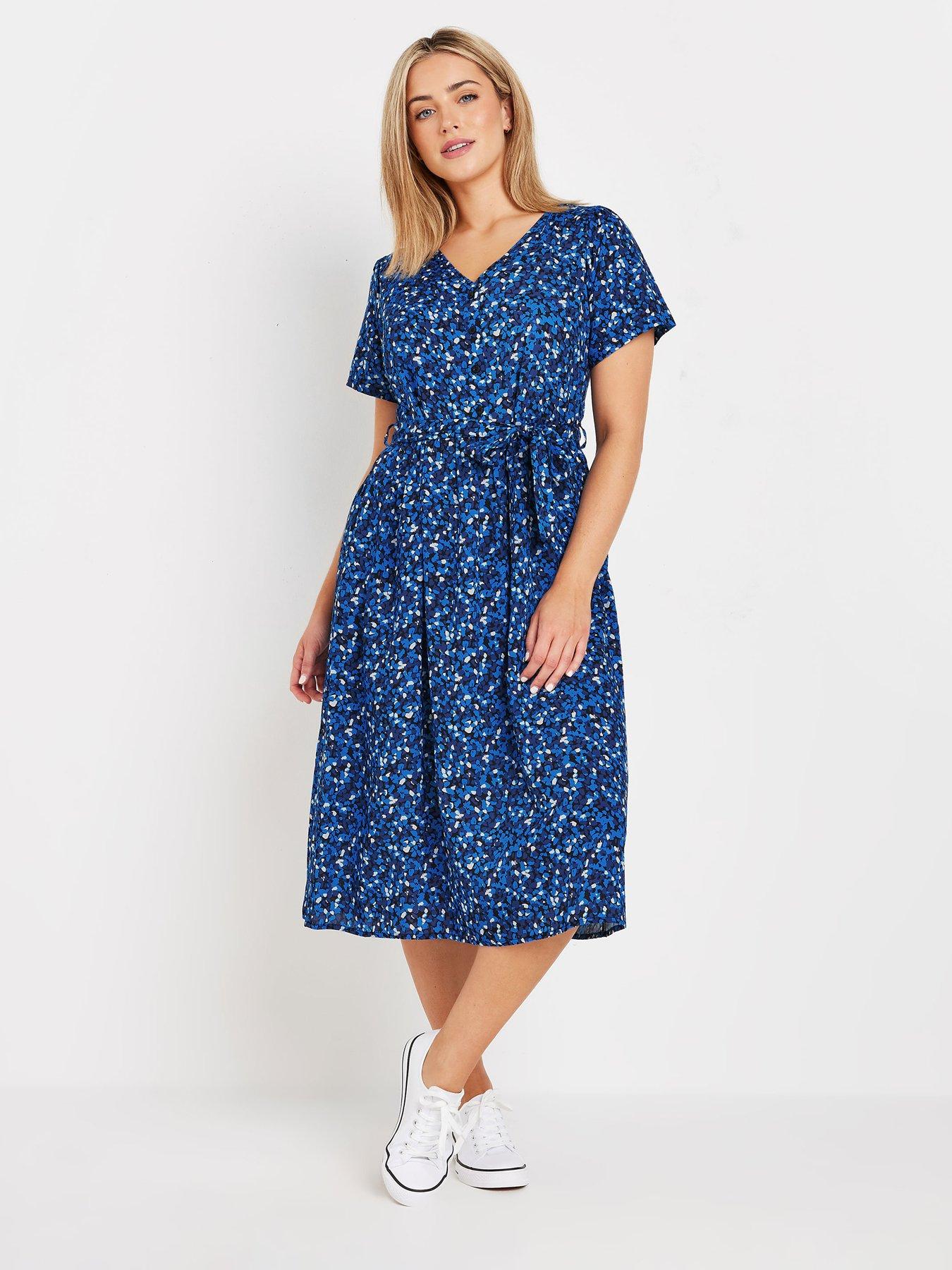 mco-spot-print-half-placket-midi-dress