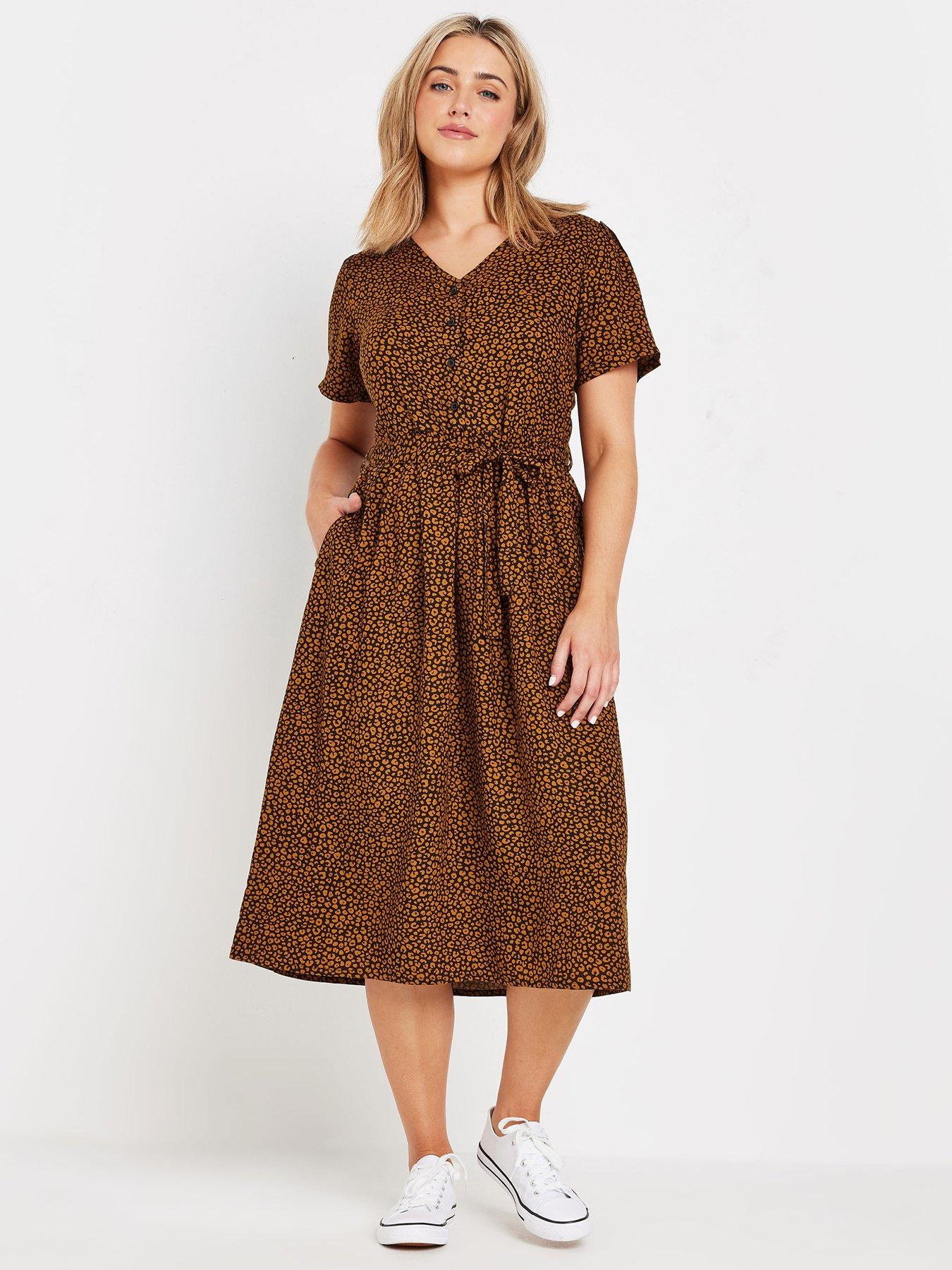 mco-animal-print-half-placket-midi-dress