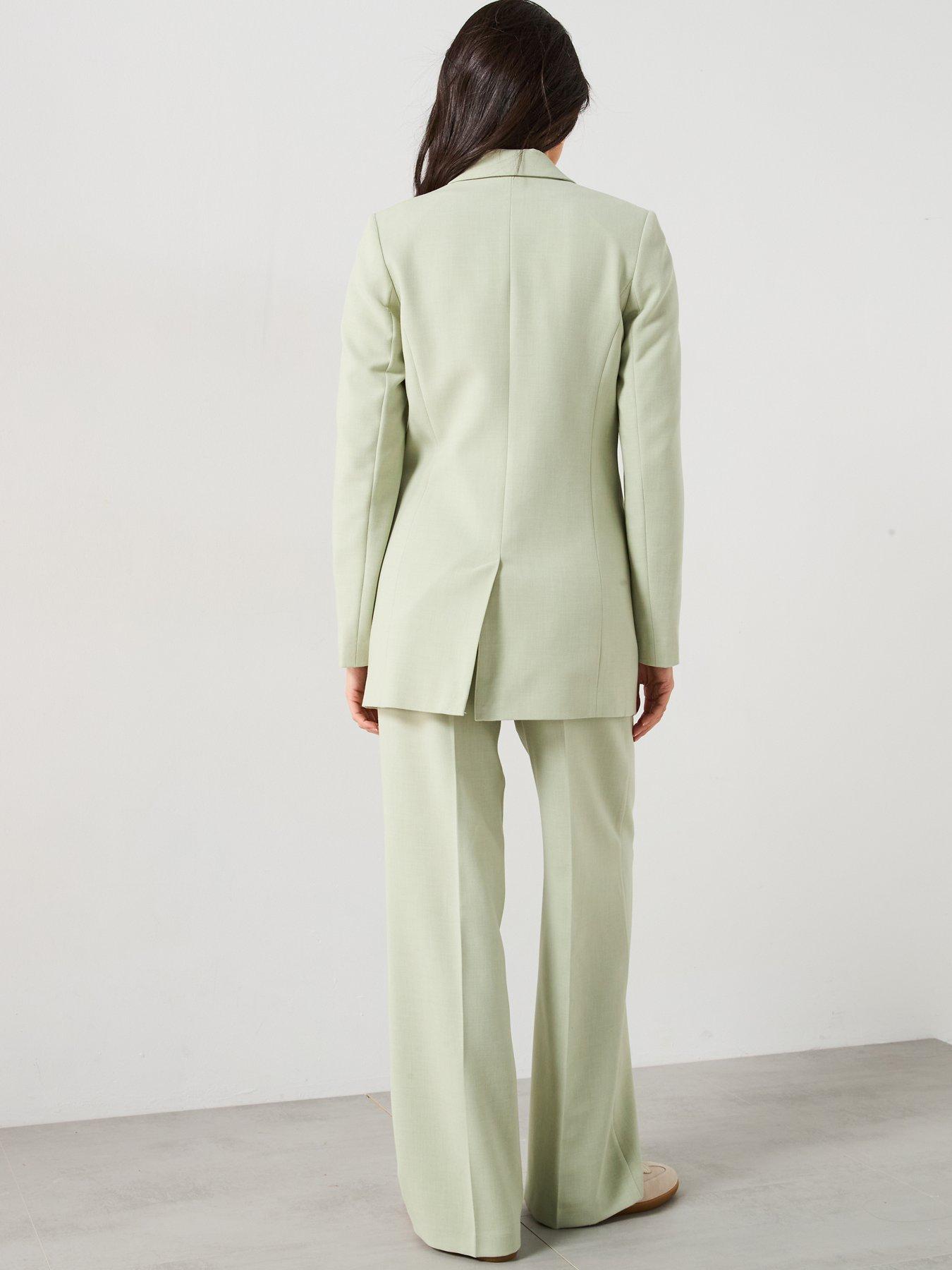 Image 2 of 6 of V by Very Asymmetric Statement Button Blazer - Green