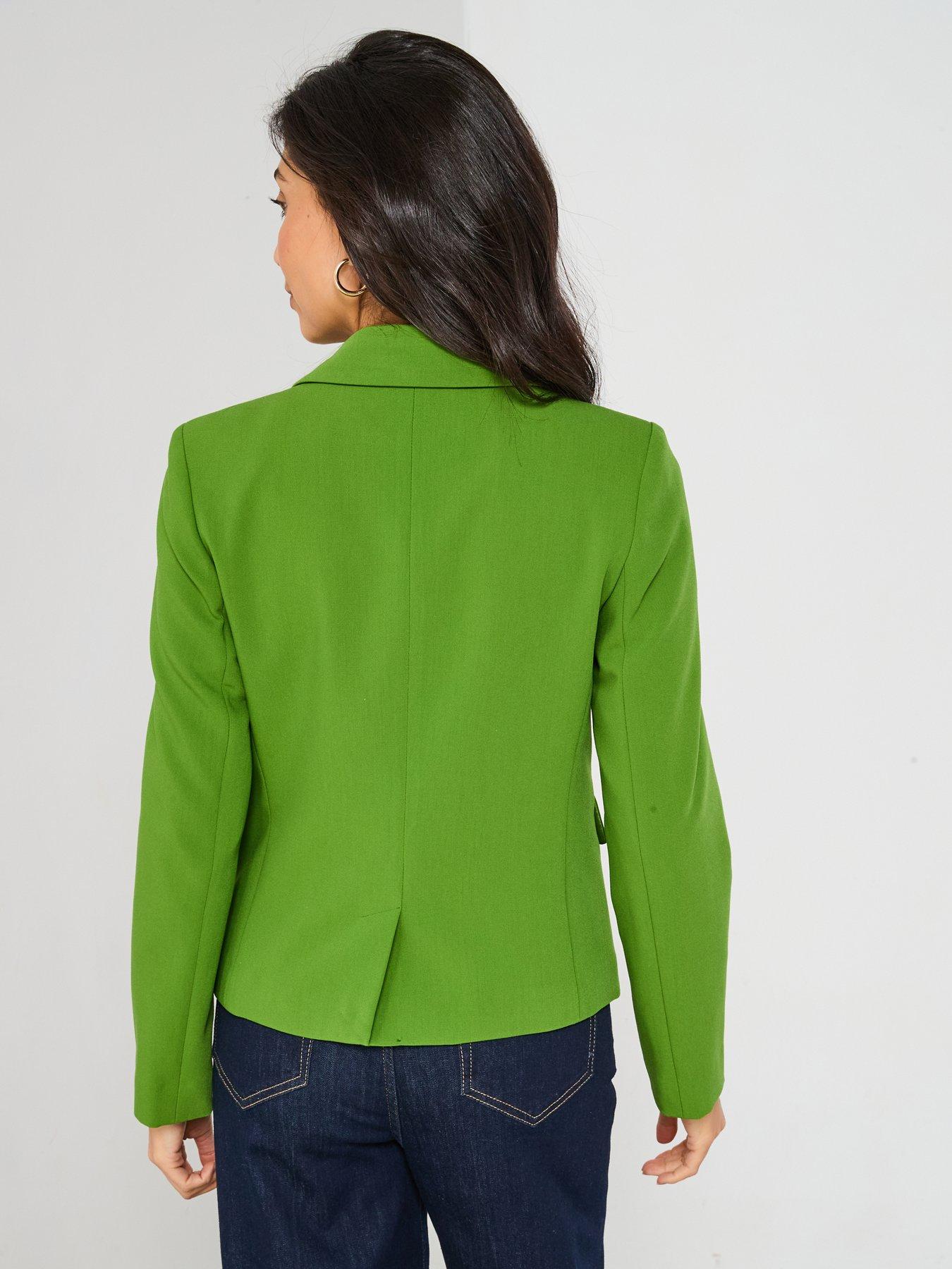 v-by-very-fitted-short-blazer-greenstillFront