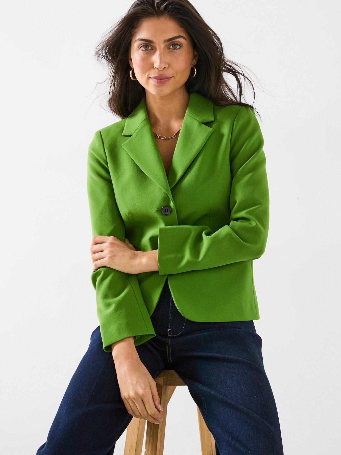 v-by-very-fitted-short-blazer-greendetail