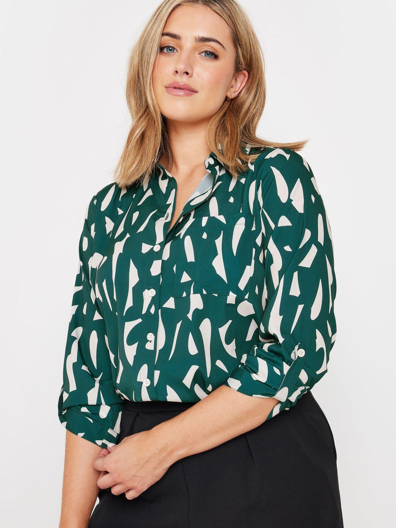 mco-printed-woven-long-sleeve-collared-top-multioutfit