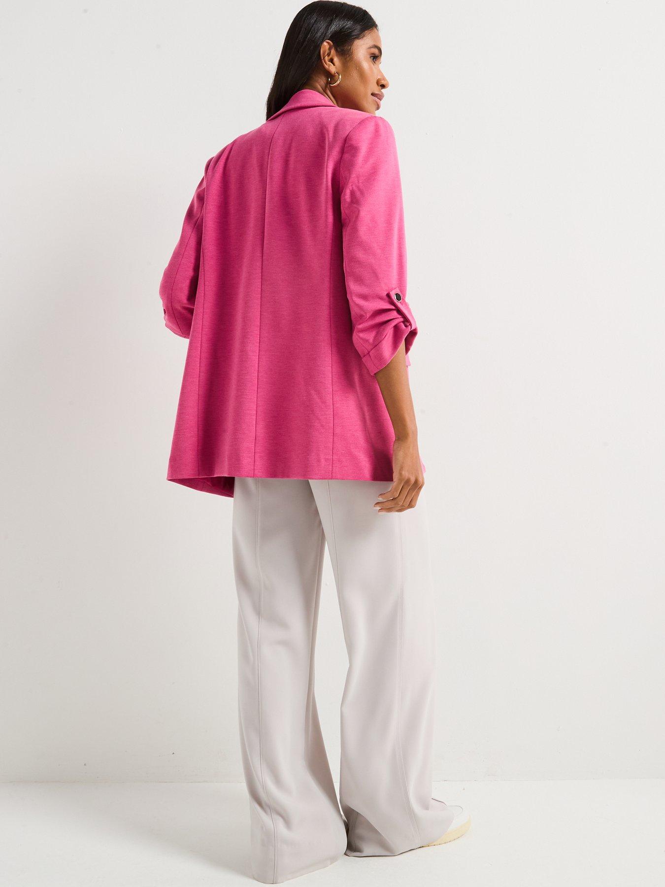 Image 2 of 6 of Everyday Jersey Button Tab Blazer - Raspberry
