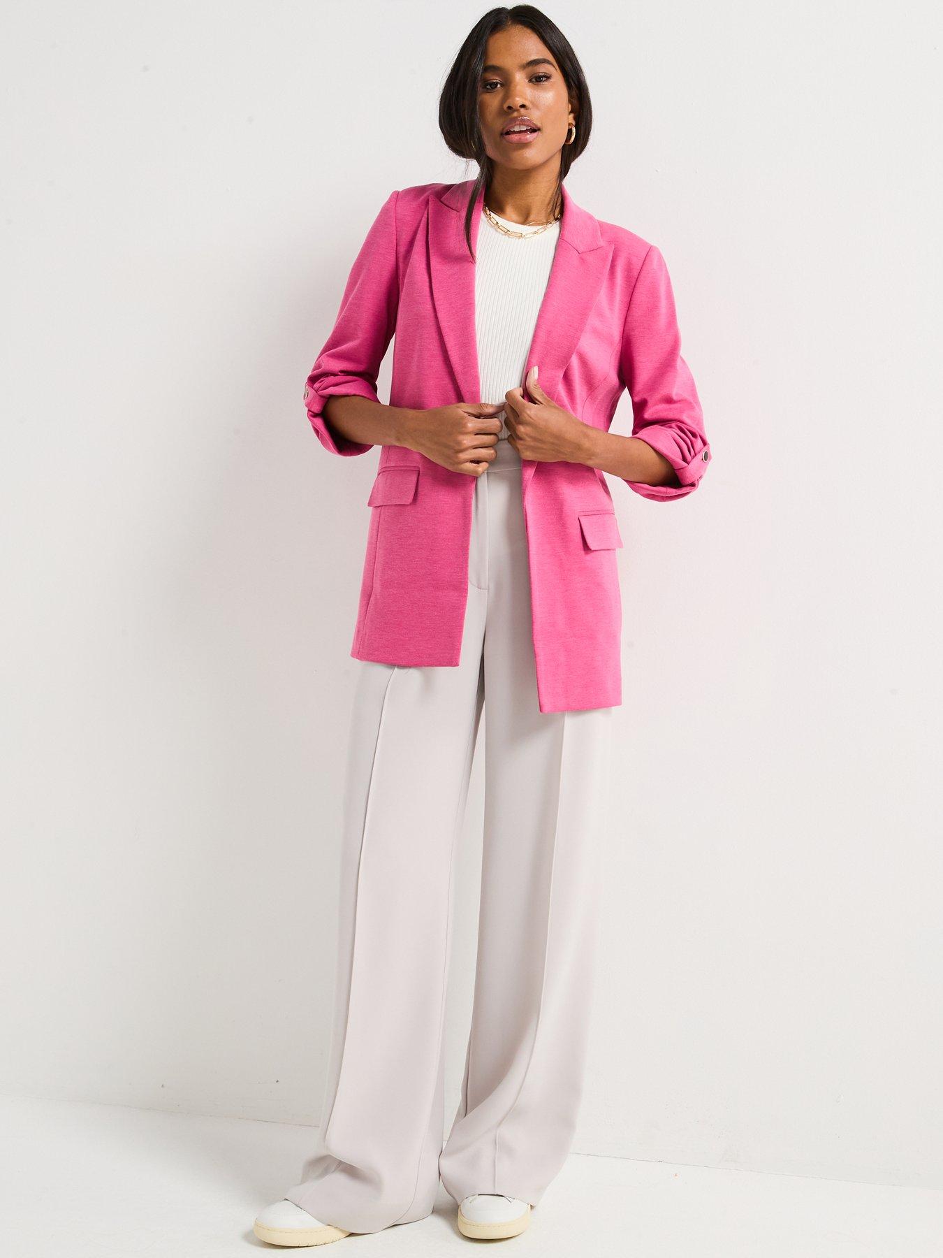 Image 3 of 6 of Everyday Jersey Button Tab Blazer - Raspberry